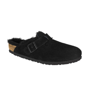 Birkenstock Boston Black Suede Leather/Shearling