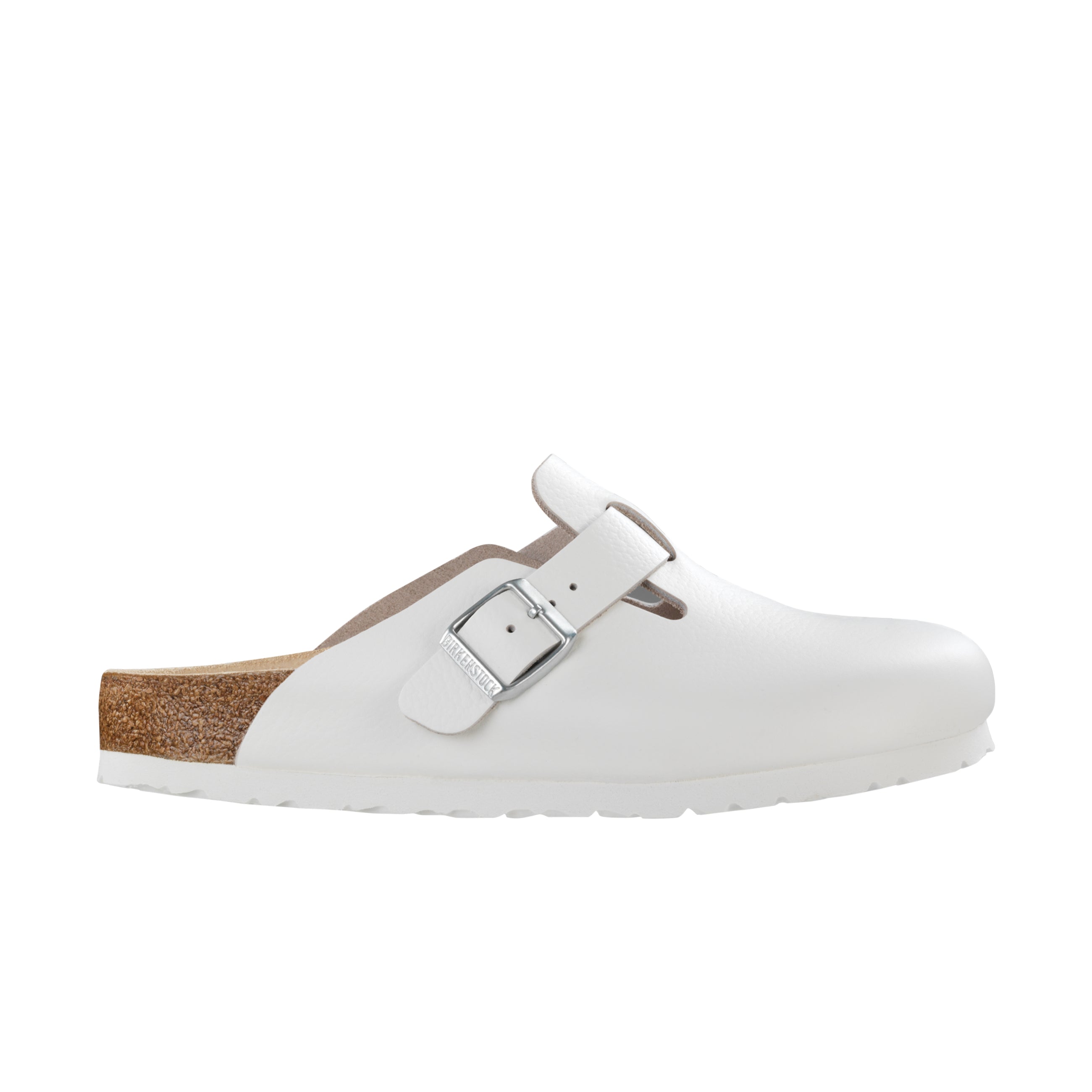 Birkenstock Boston White Natural Leather side view