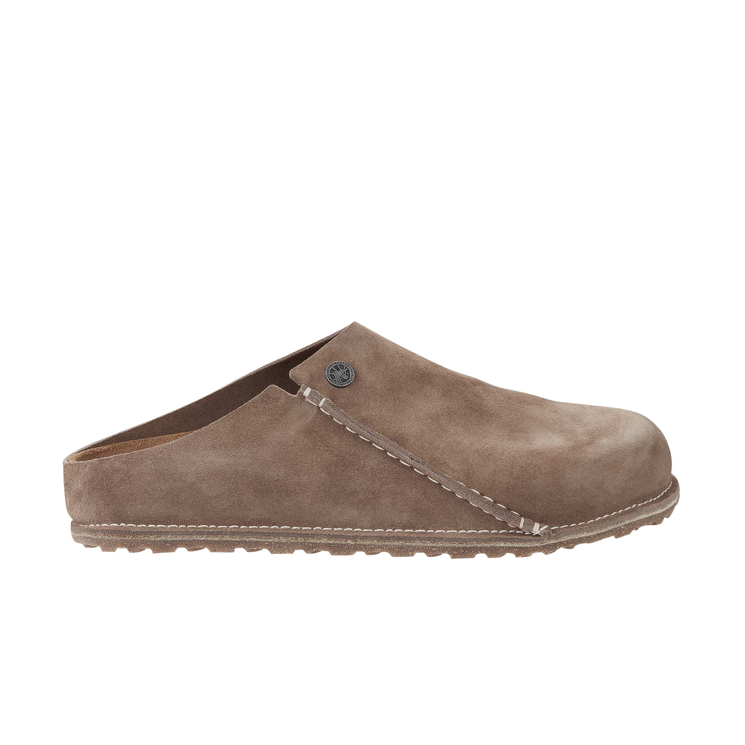 Birkenstock Zermatt Premium Stone Grey Taupe Suede Leather side view