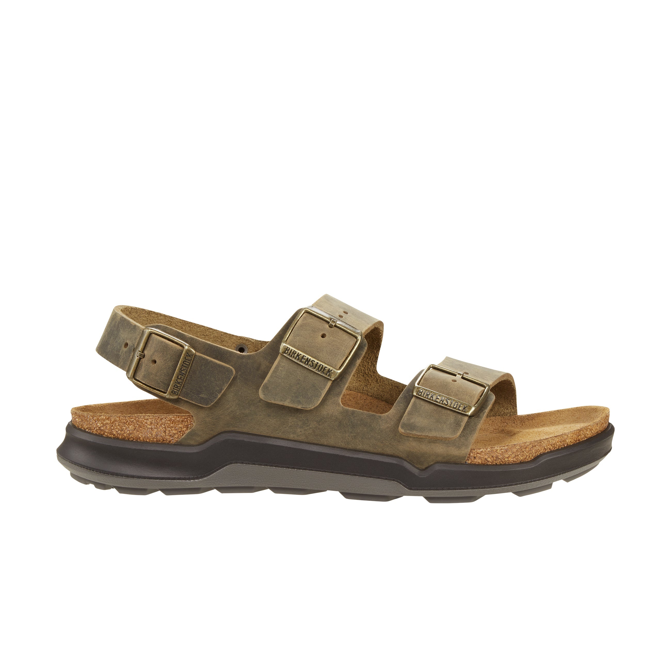 Birkenstock Milano Cross Town Arctic Faded Khaki Waxy Leather side view