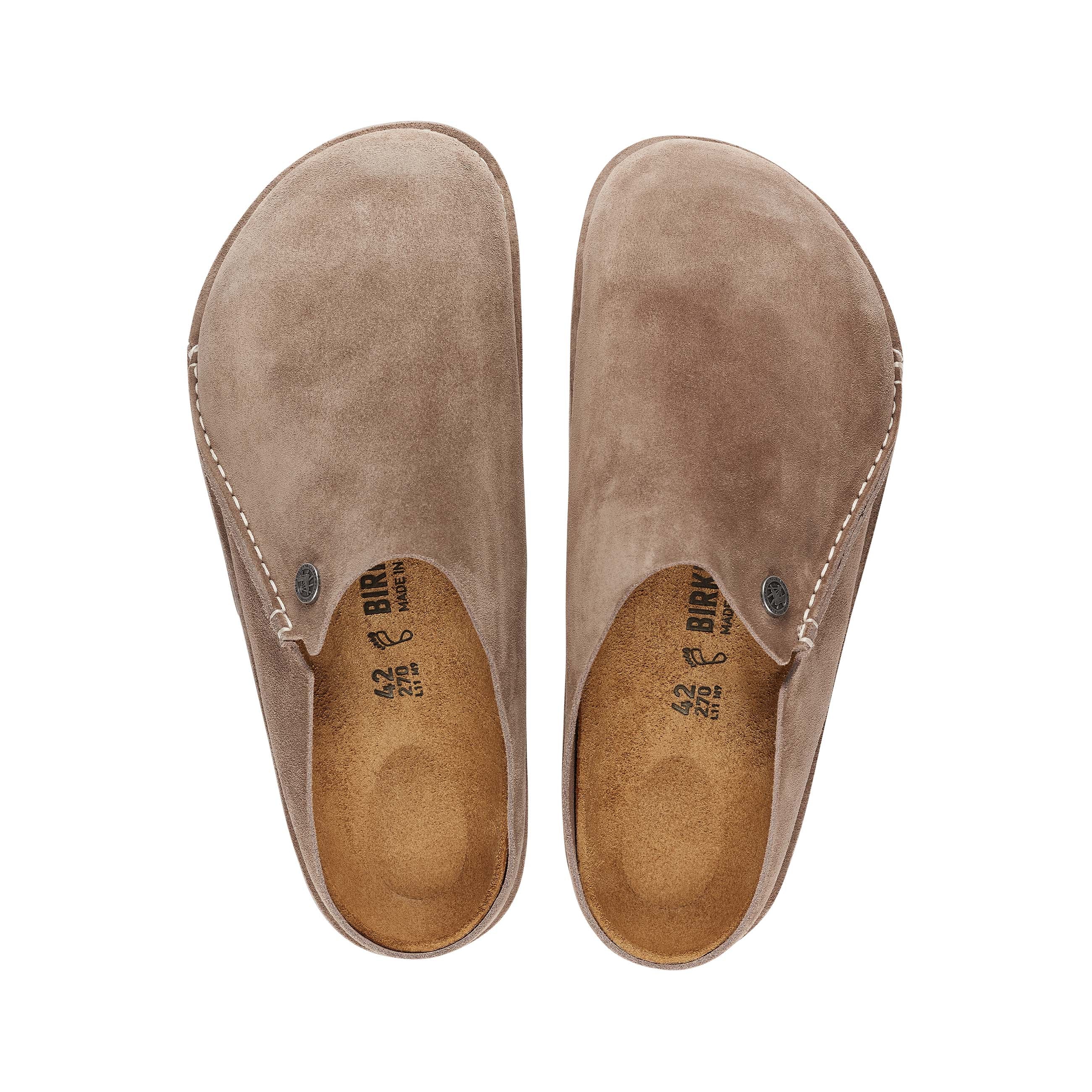 Birkenstock Zermatt Premium Stone Grey Taupe Suede Leather top view