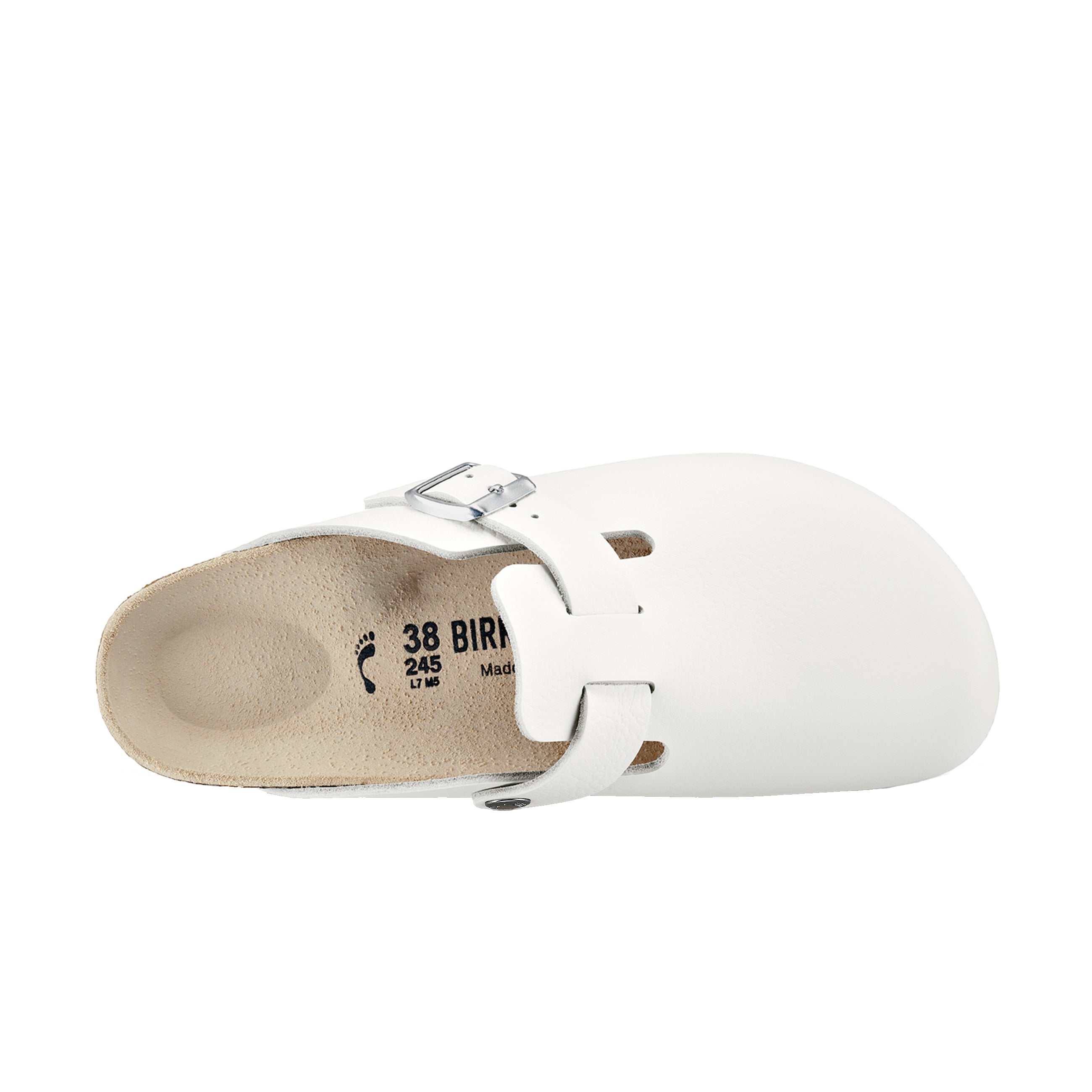 Birkenstock Boston White Natural Leather top view