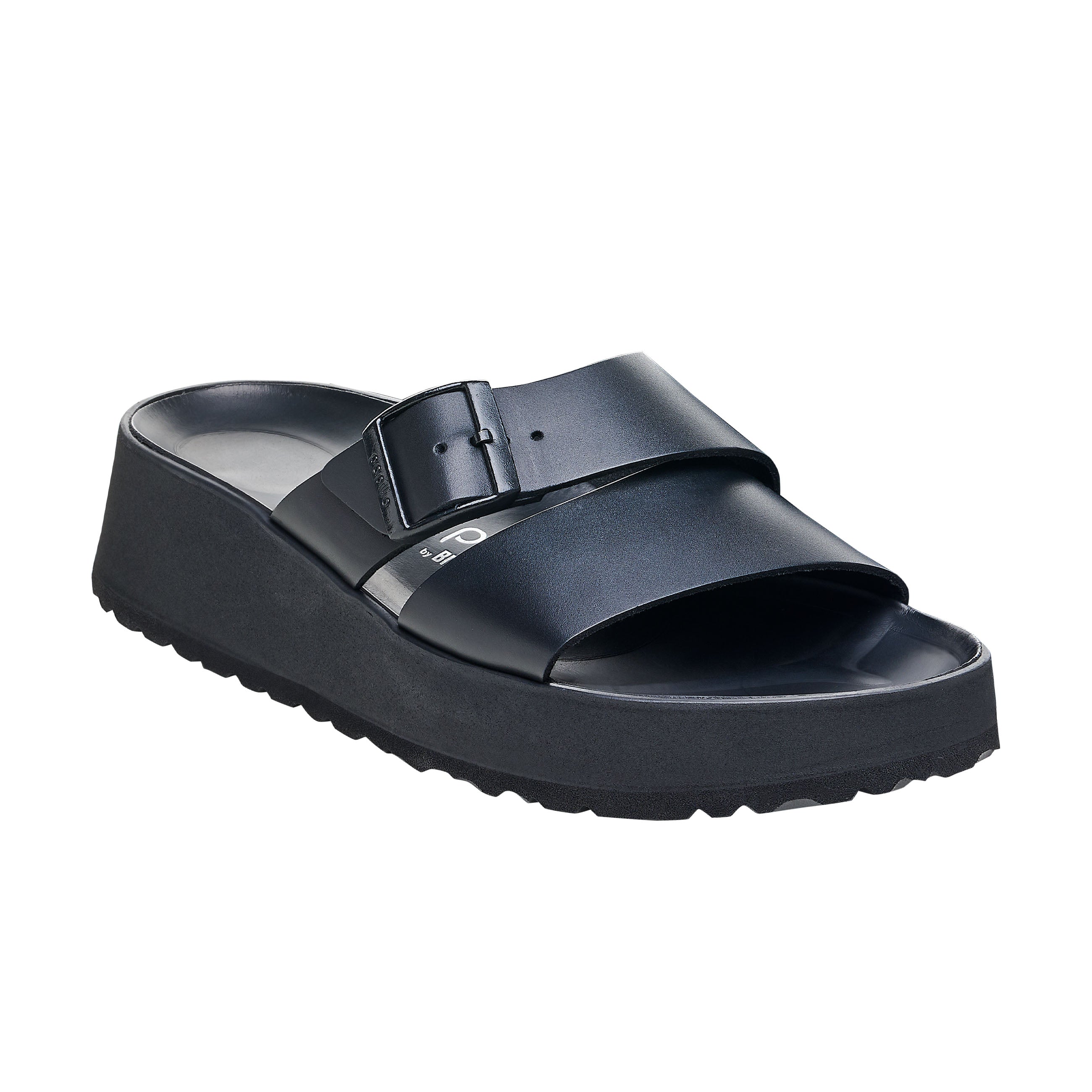 Birkenstock Almina Exquisite Platform Wedge Black Smooth Leather