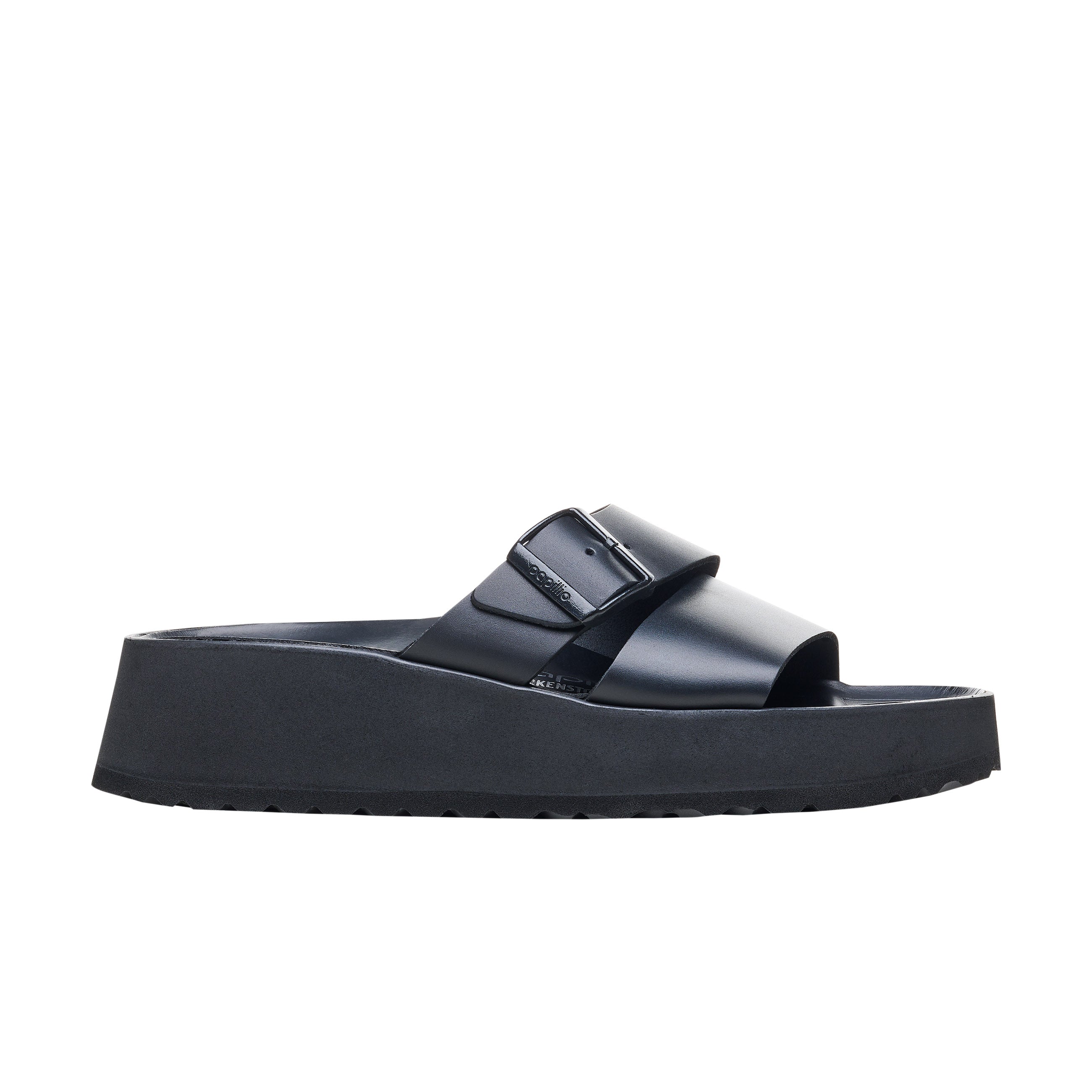 Birkenstock Almina Exquisite Platform Wedge Black Smooth Leather side view