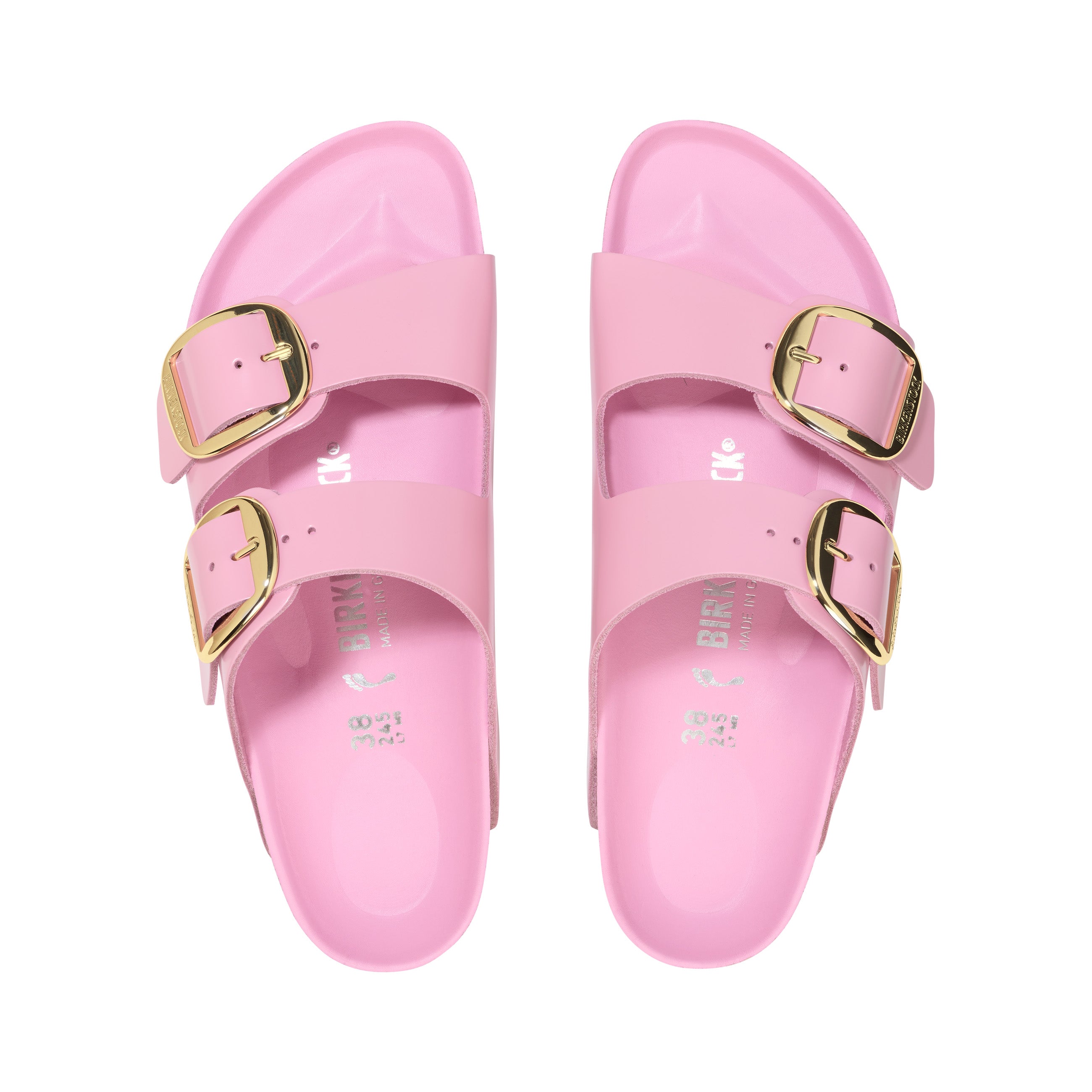 Birkenstock Arizona Big Buckle Natural Leather Patent High Shine Fondant Pink top view