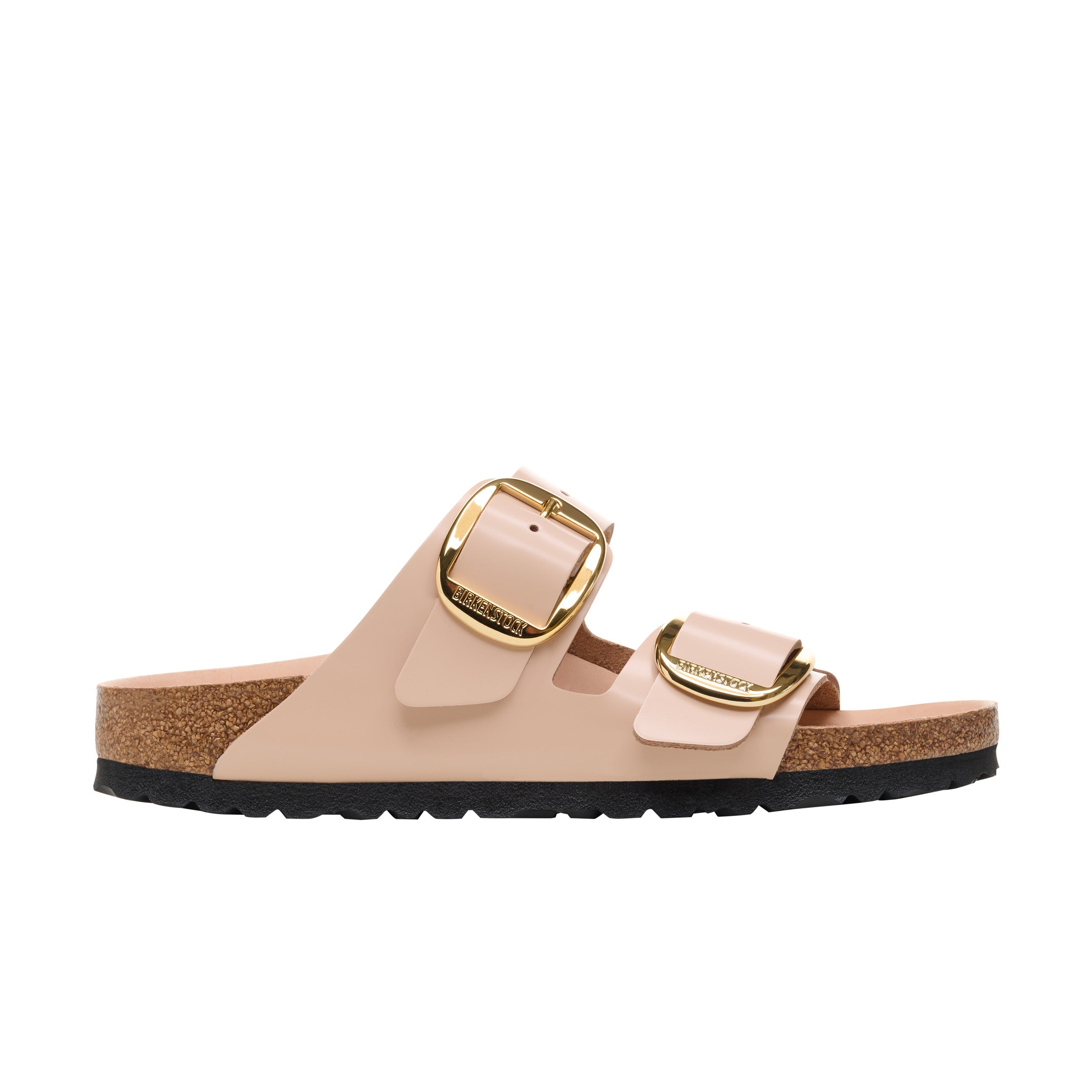 Birkenstock Arizona Big Buckle Natural Leather Patent High Shine New Beige side view