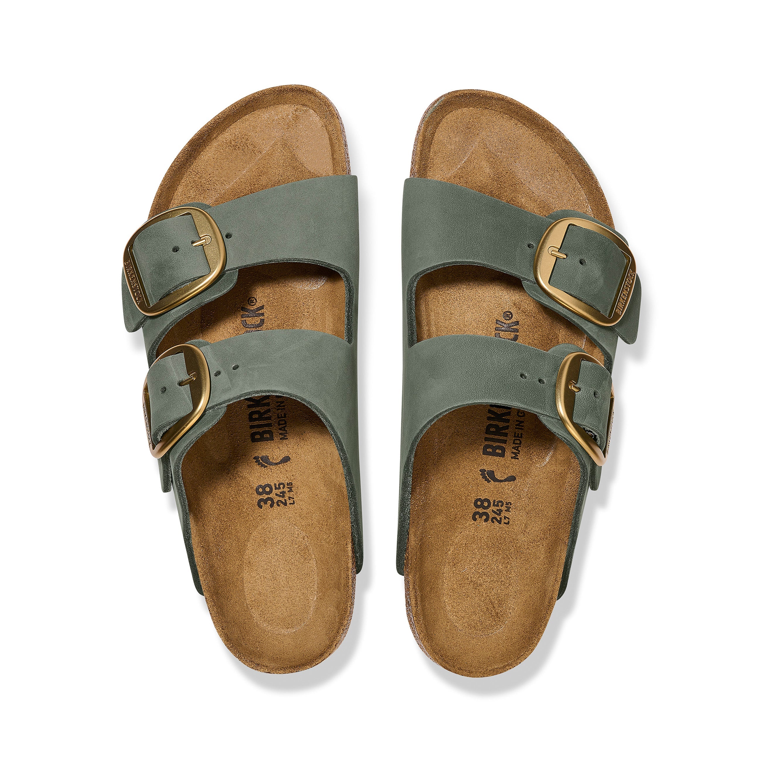 Arizona Big Buckle Thyme Nubuck Leather top view