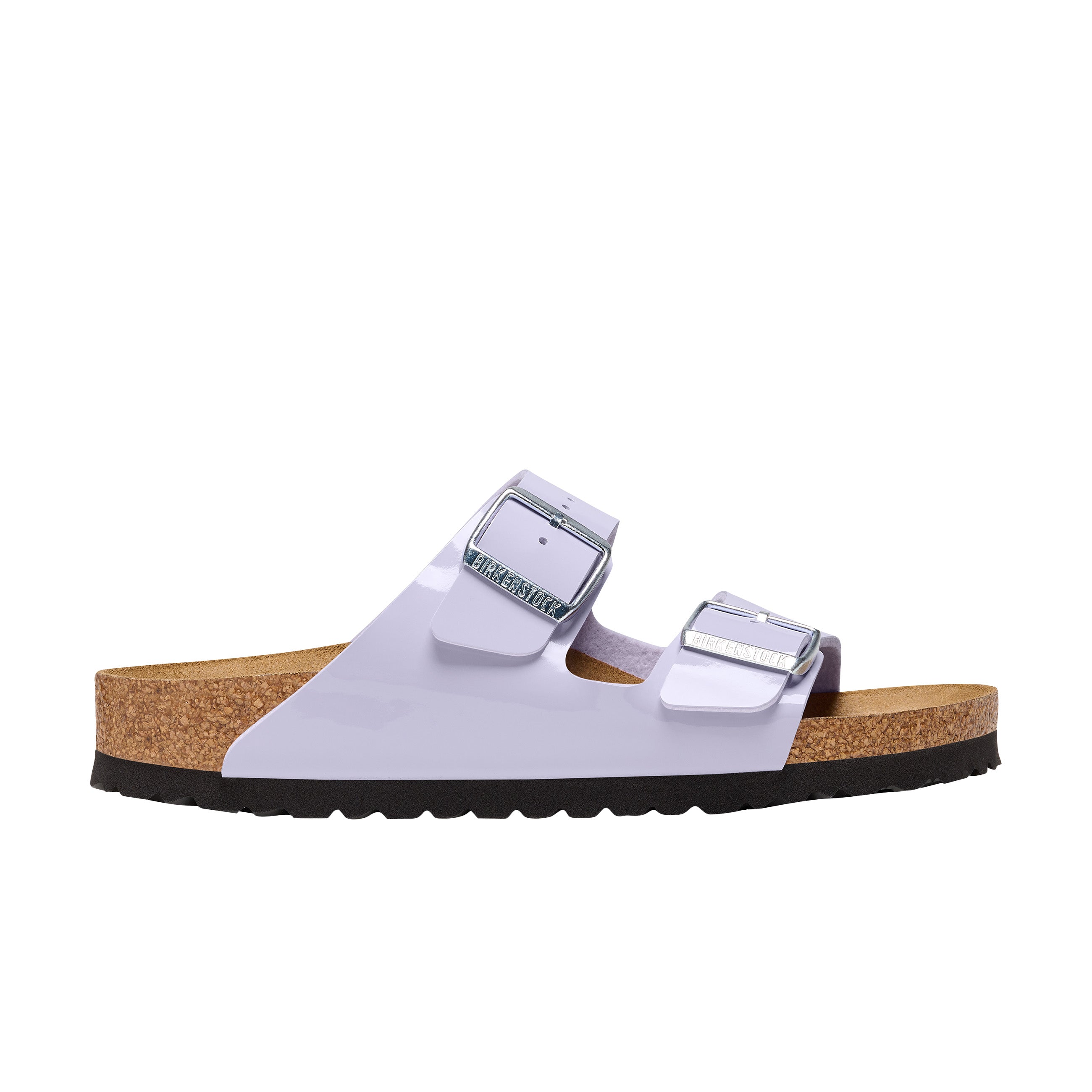 Birkenstock Arizona Birko-Flor Patent Purple Fog side view