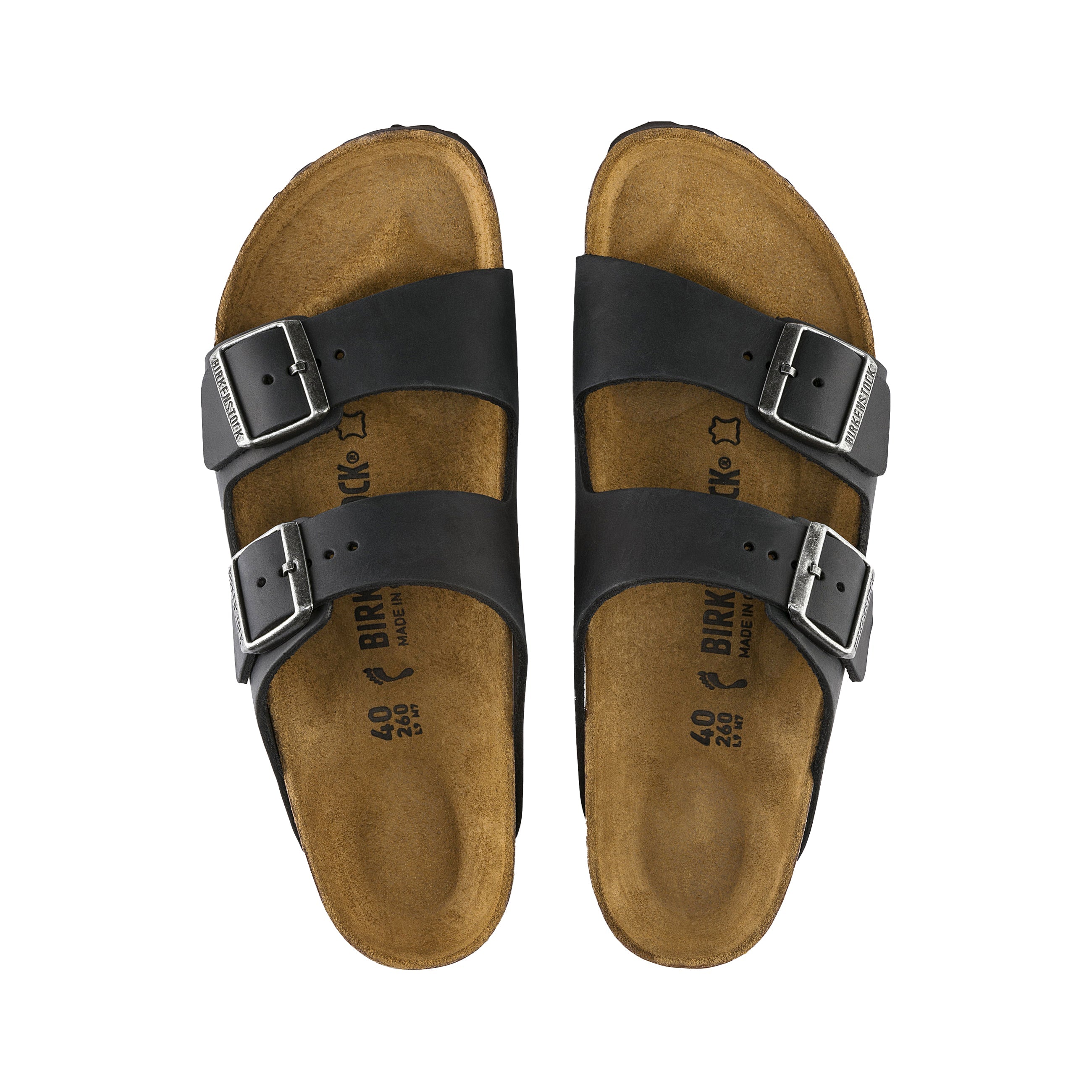 Birkenstock Arizona Black Oiled Leather top view