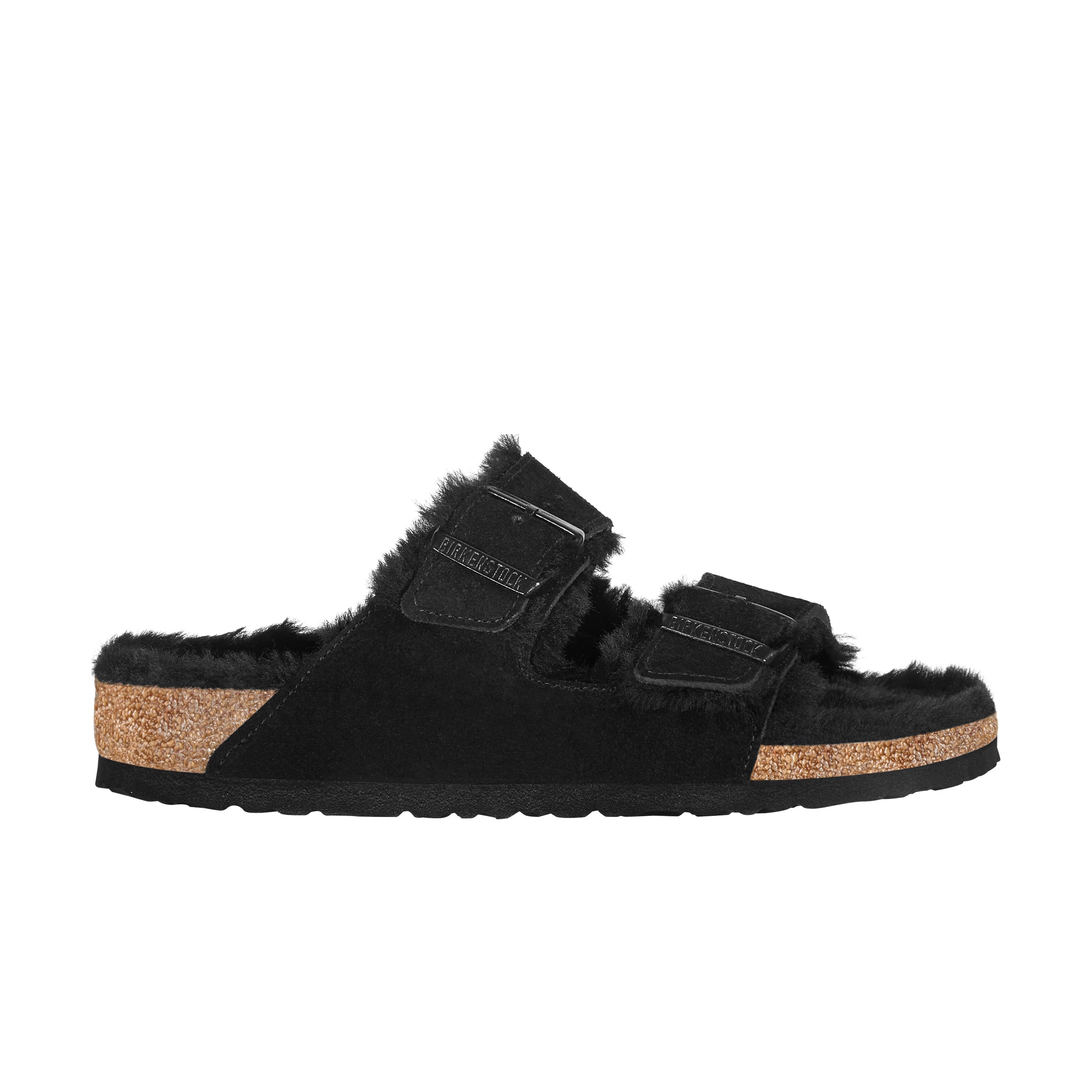 Birkenstock Arizona Black Suede Leather/Shearling side view