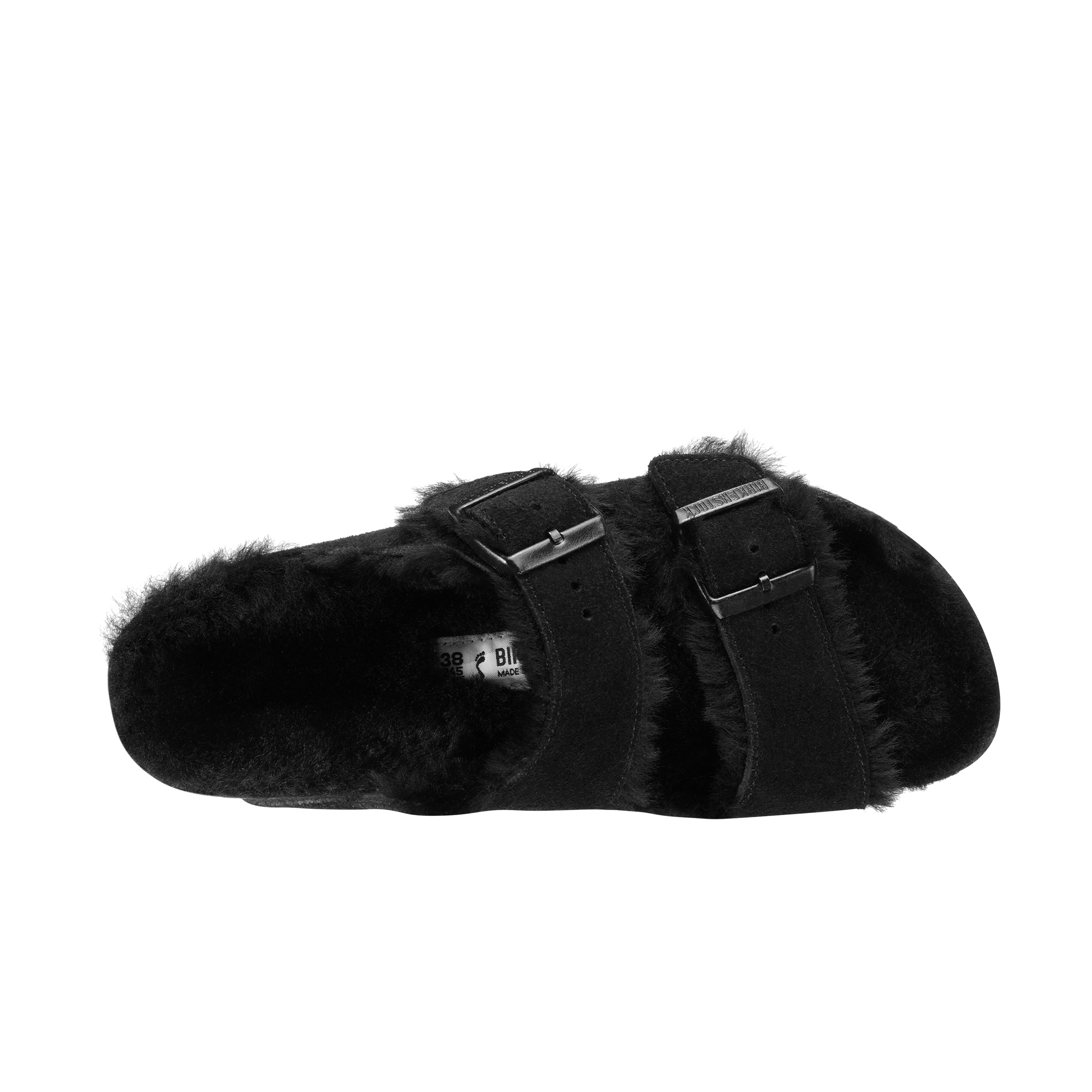 Birkenstock Arizona Black Suede Leather/Shearling top view