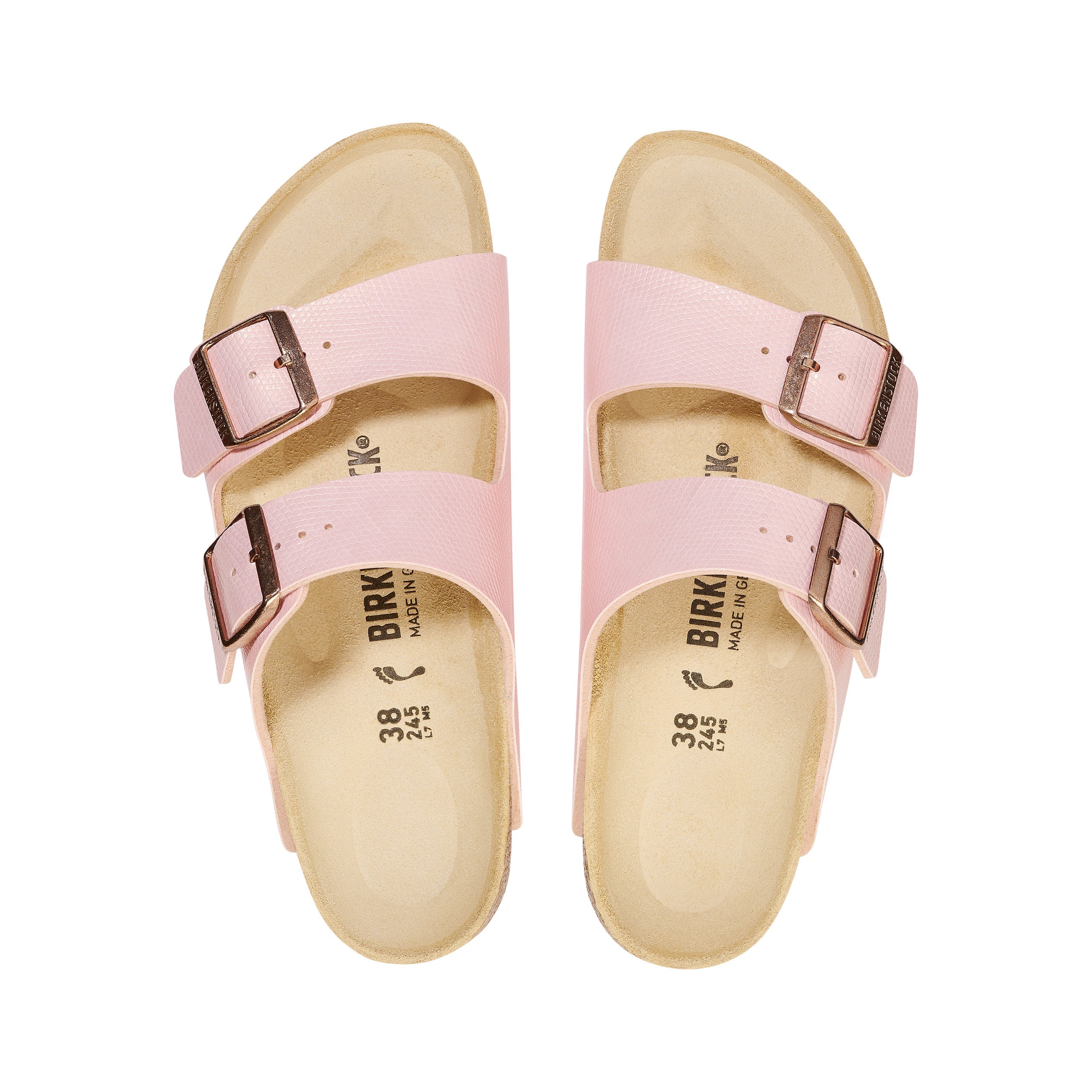 Birkenstock Arizona Embossed Birko-Flor Shiny Embossed Light Rose top view