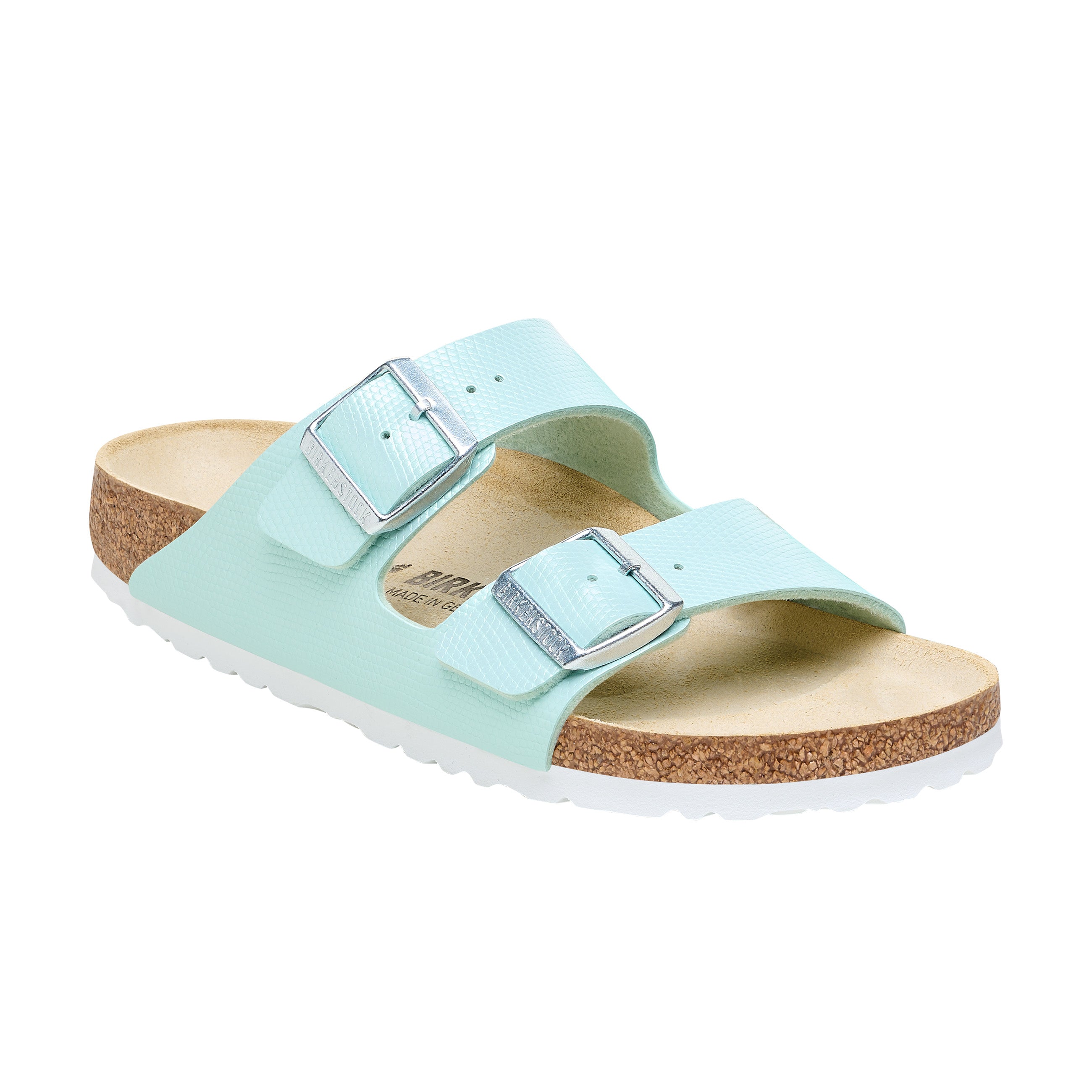 Birkenstock Arizona Shiny Embossed Surf Green Embossed Birko-Flor