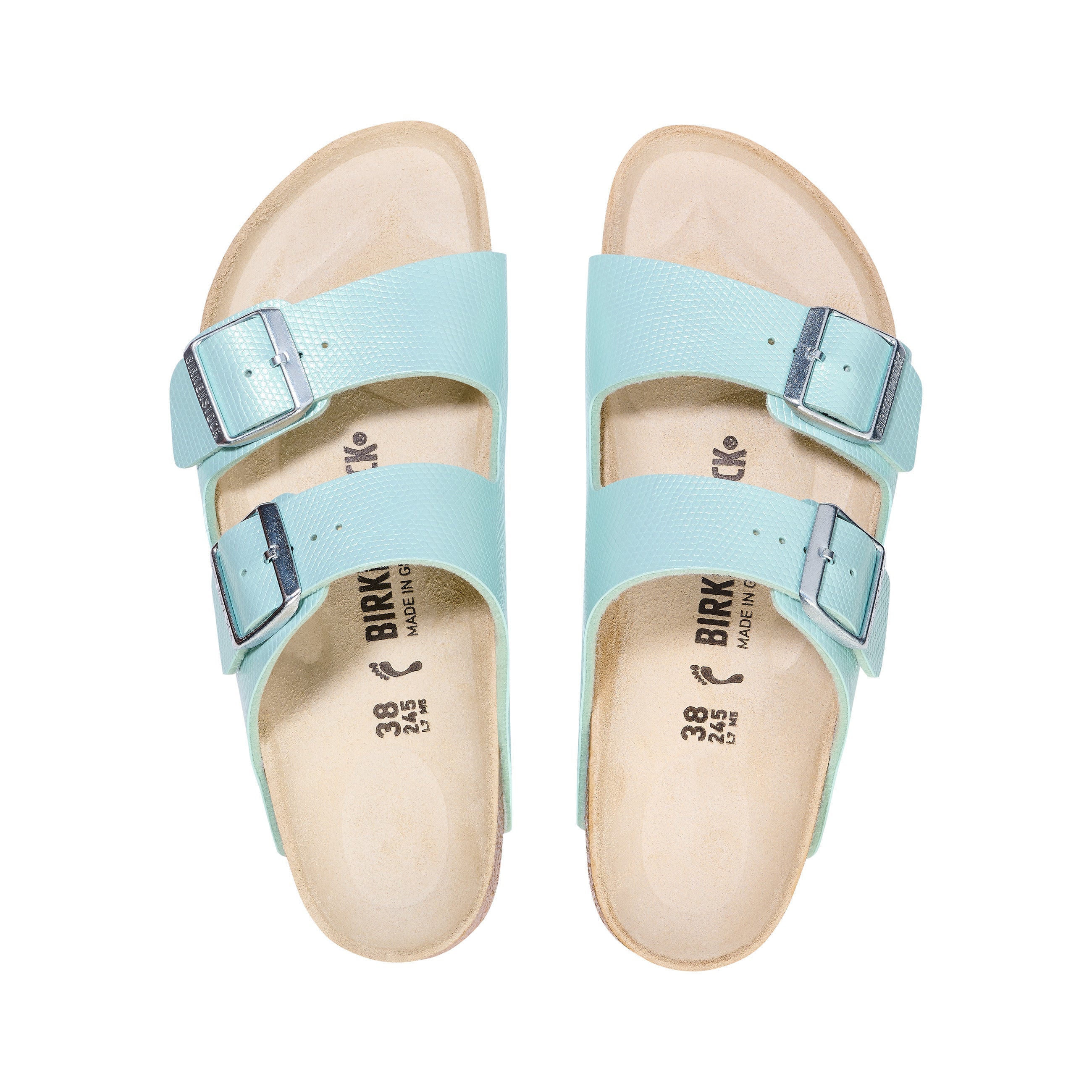 Birkenstock Arizona Embossed Birko-Flor Shiny Embossed Surf Green top view