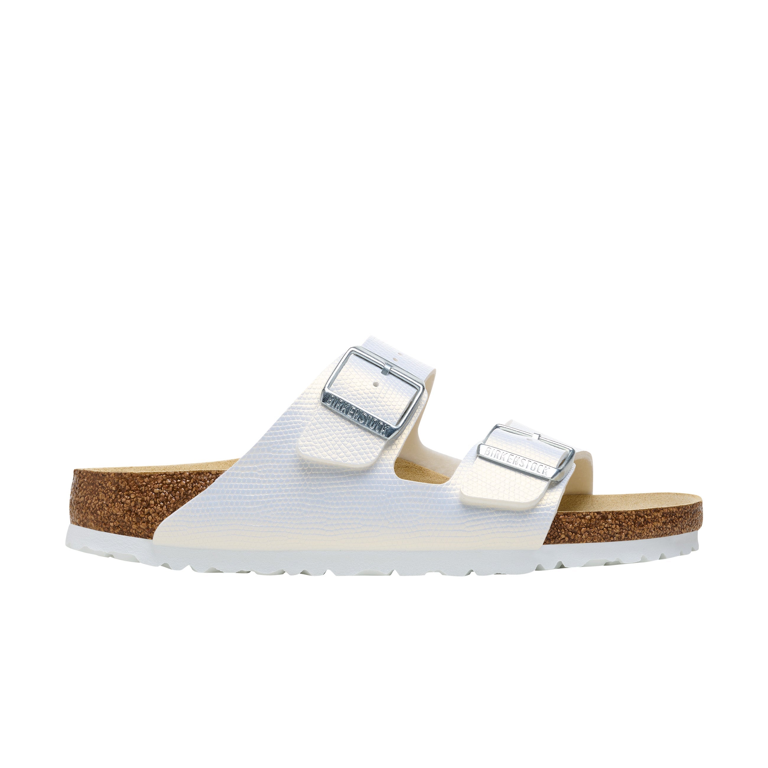 Birkenstock Arizona Embossed Birko-Flor Shiny Embossed White