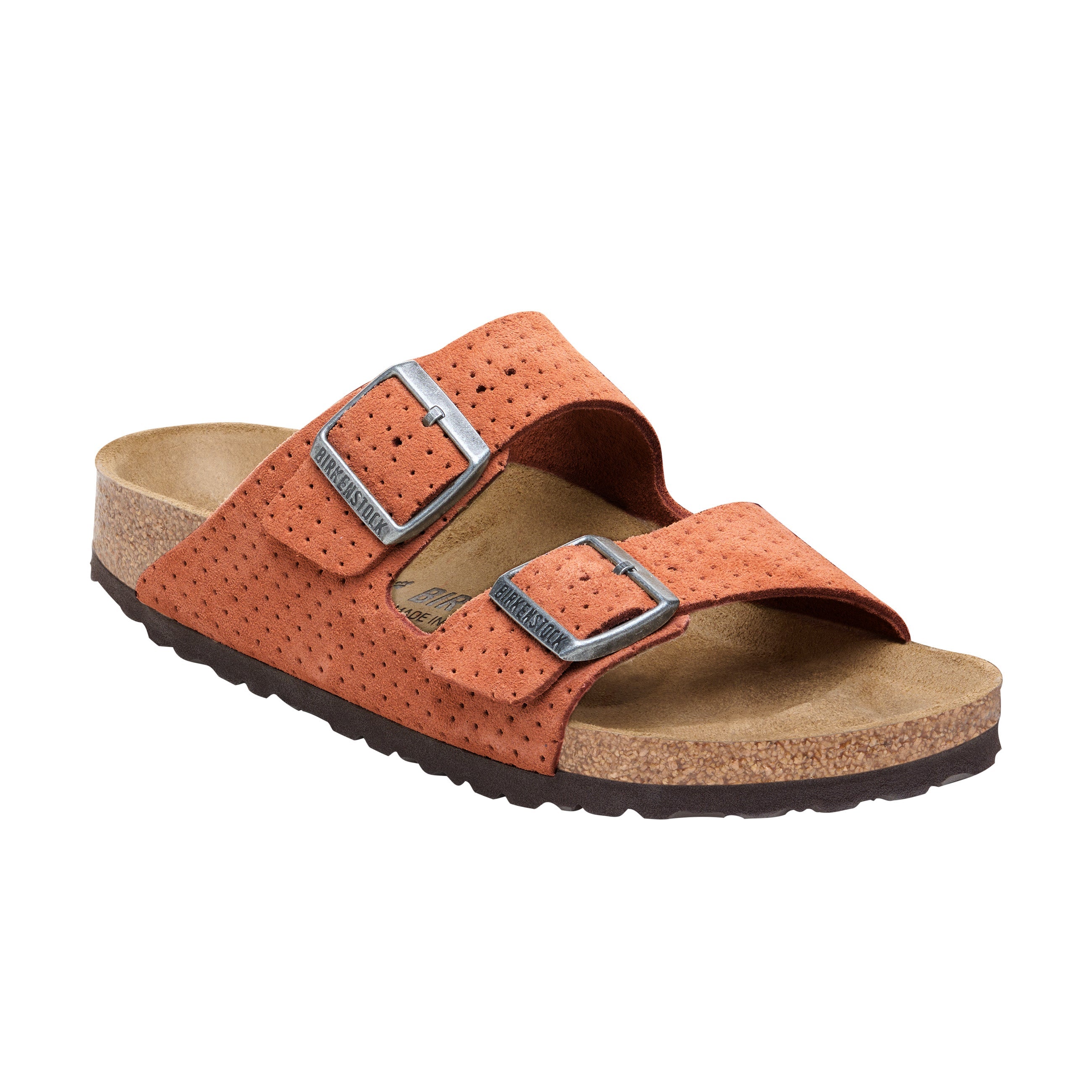 Birkenstock Arizona Embossed Suede Leather Burnt Orange