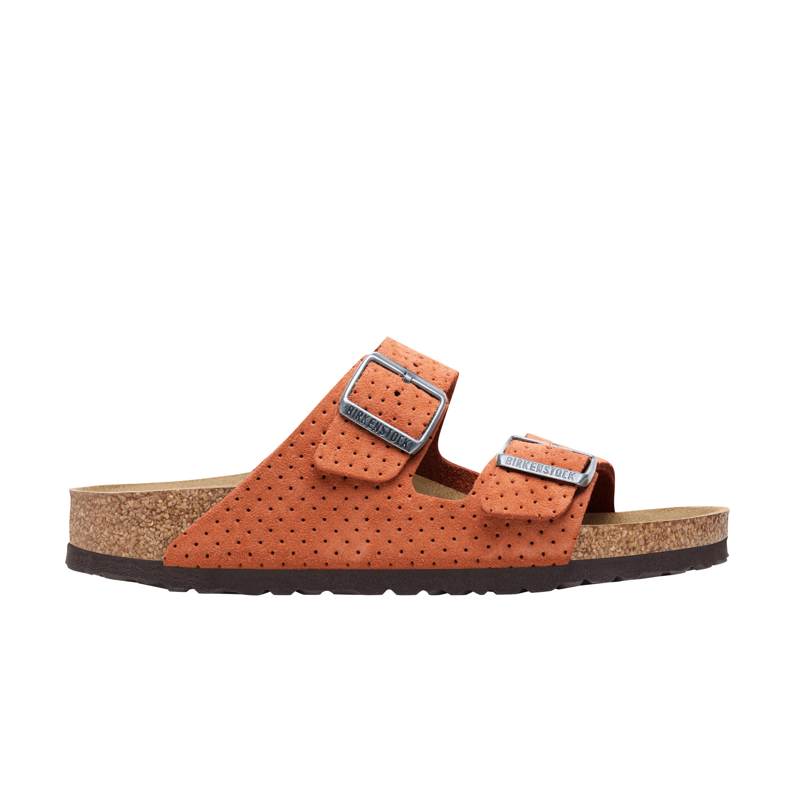 Birkenstock Arizona Embossed Suede Leather Burnt Orange side view