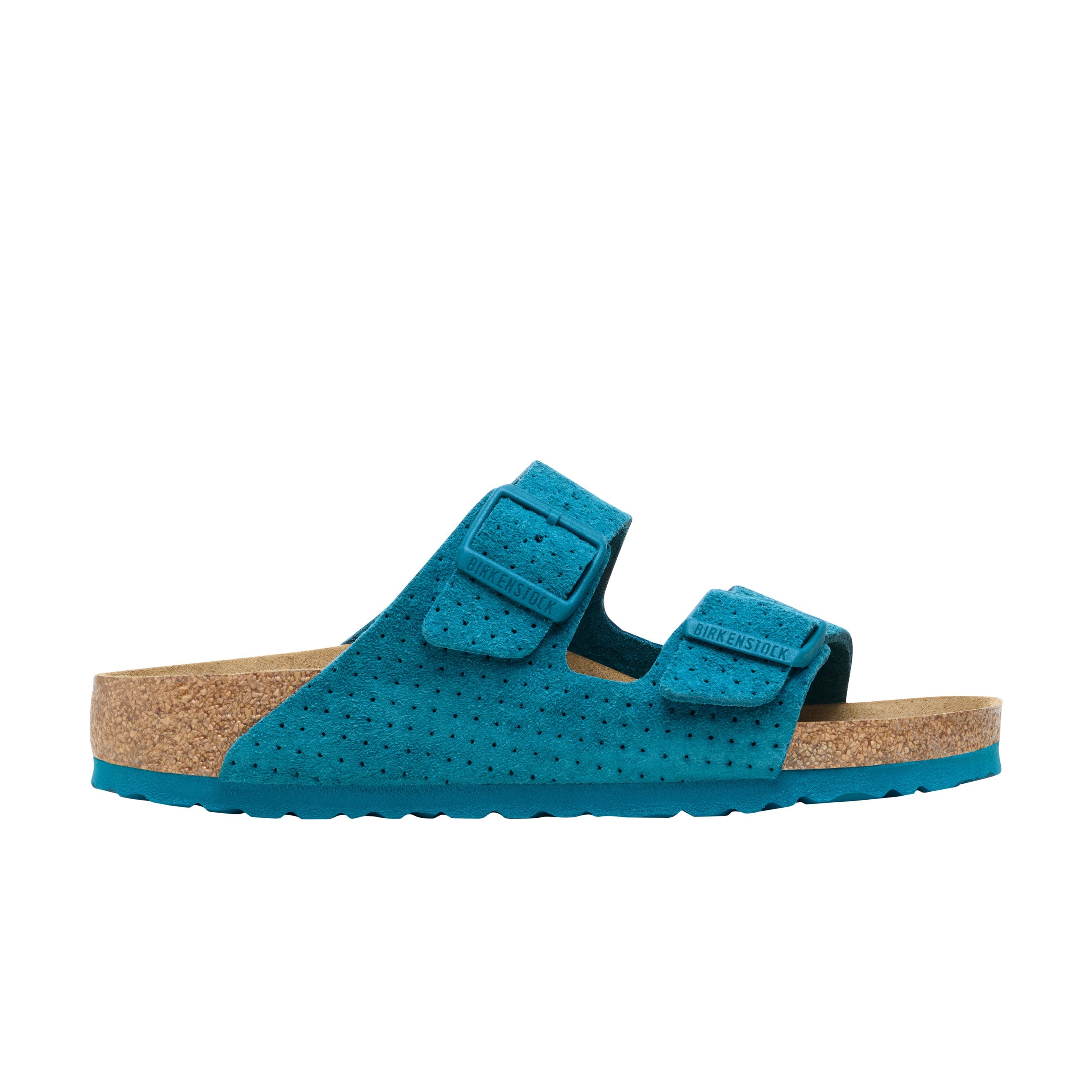 Birkenstock Arizona Embossed Suede Leather Deep Turquoise side view