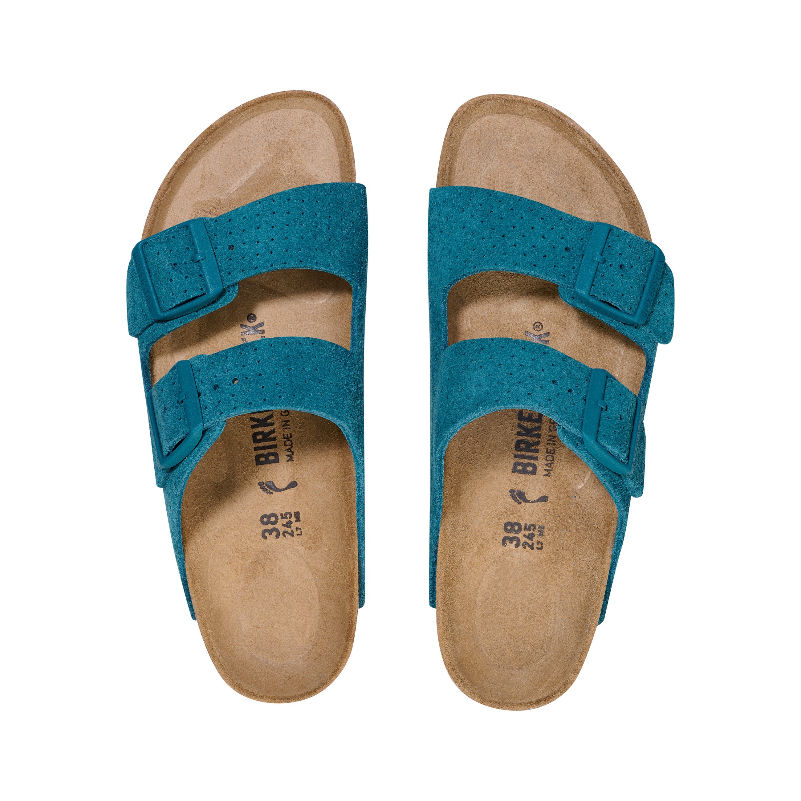 Birkenstock Arizona Embossed Suede Leather Deep Turquoise top view