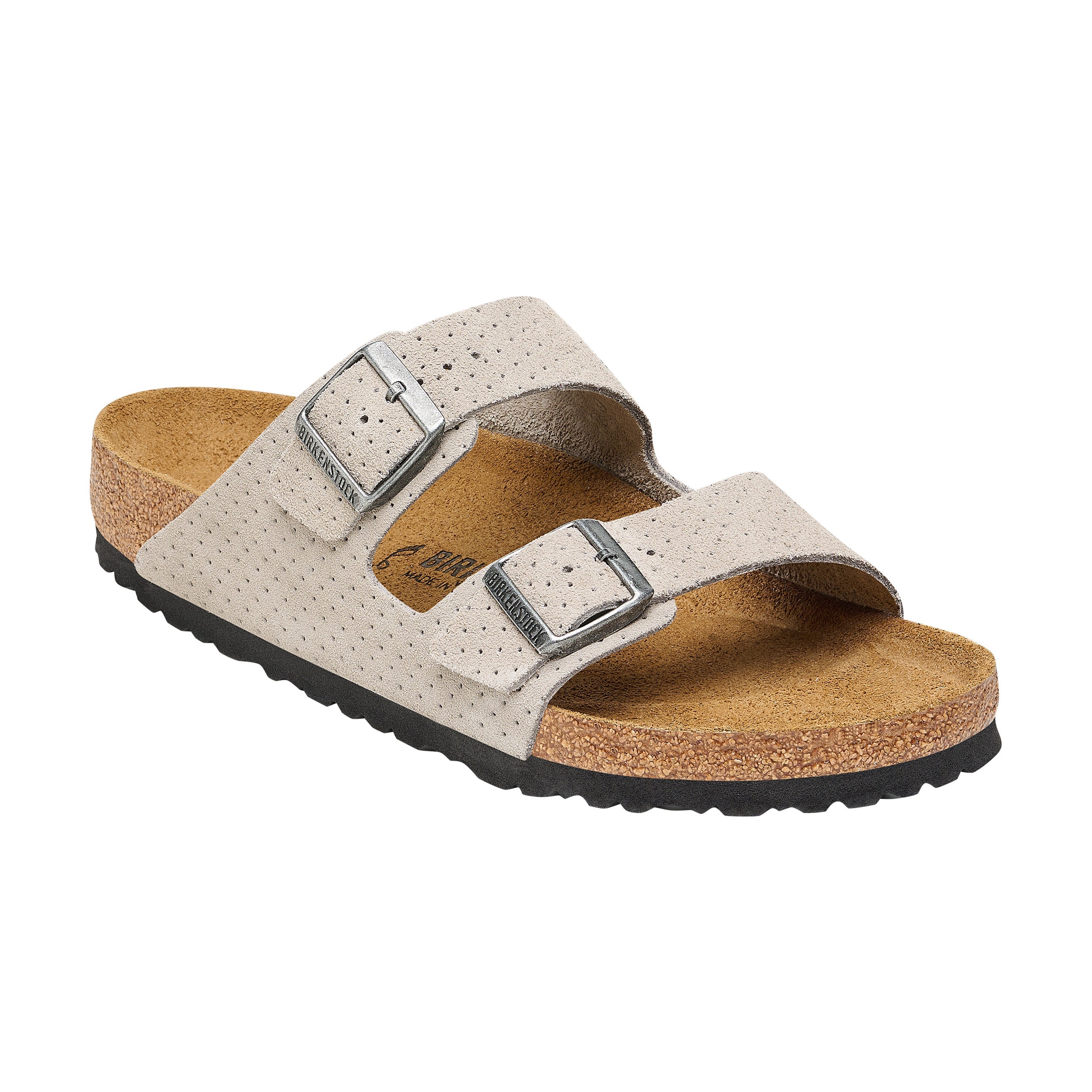 Birkenstock Arizona Embossed Suede Leather Stone Coin