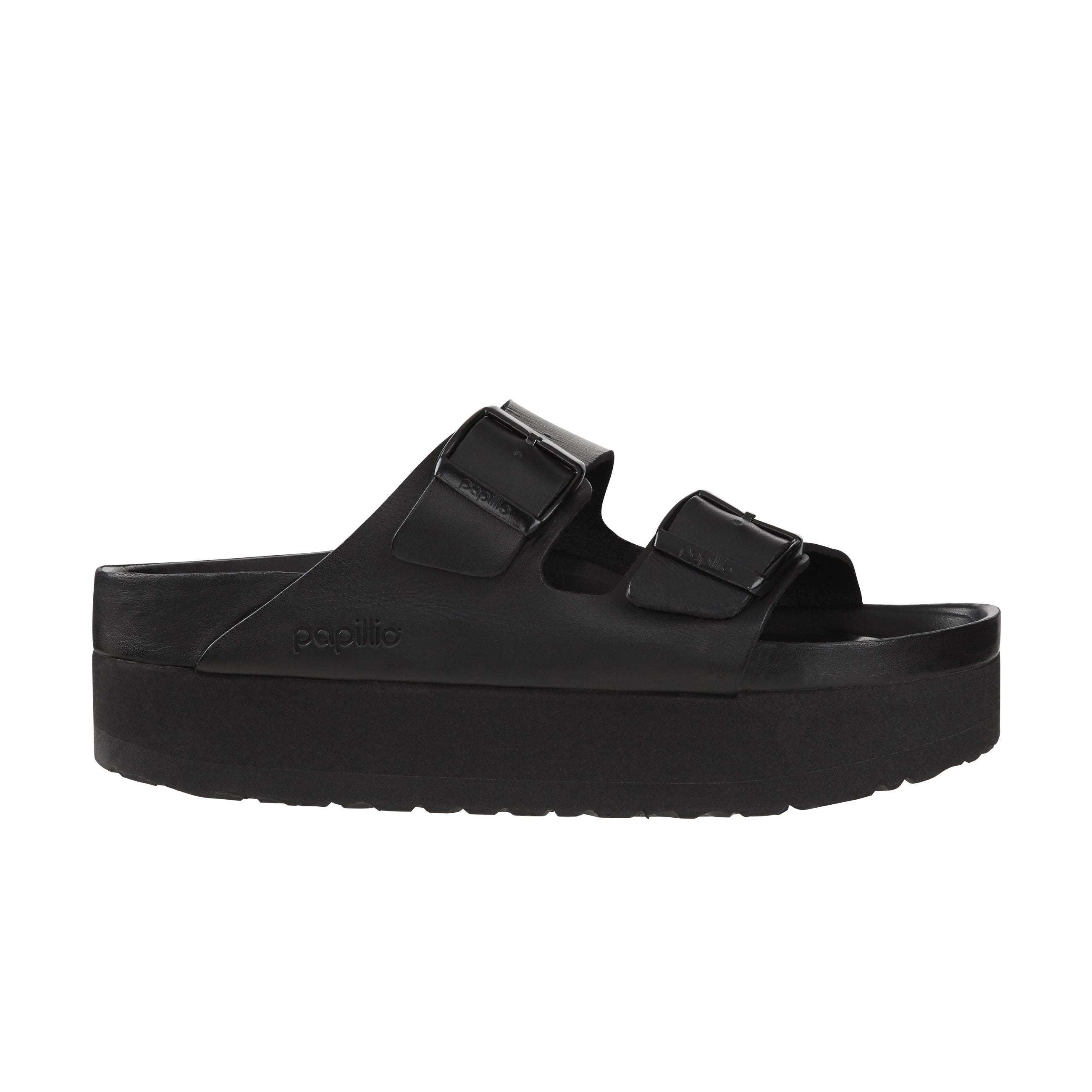 Birkenstock Arizona Exquisite Platform Black Natural Leather side view