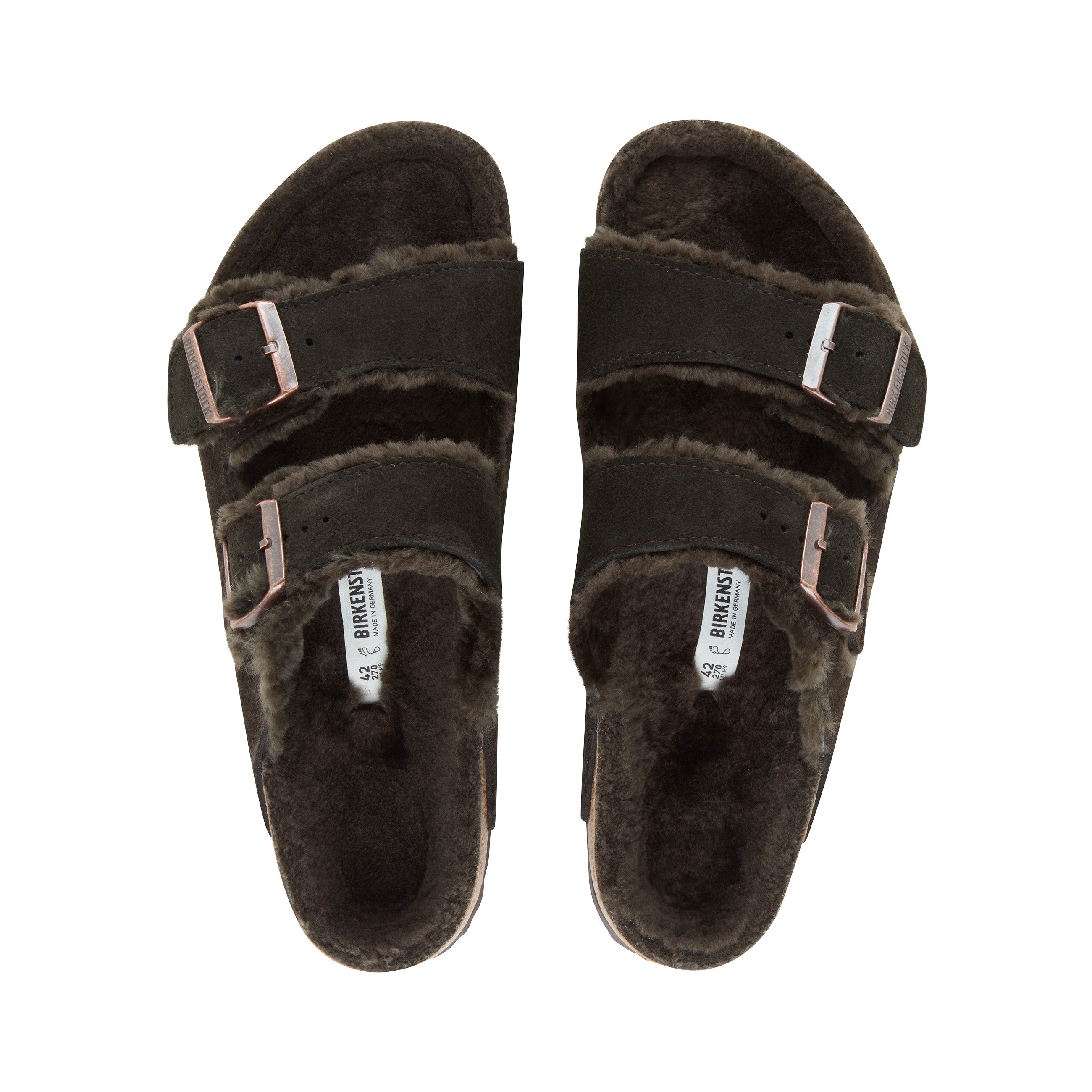 Birkenstock Arizona Fur Suede/Shearling Mocca top view