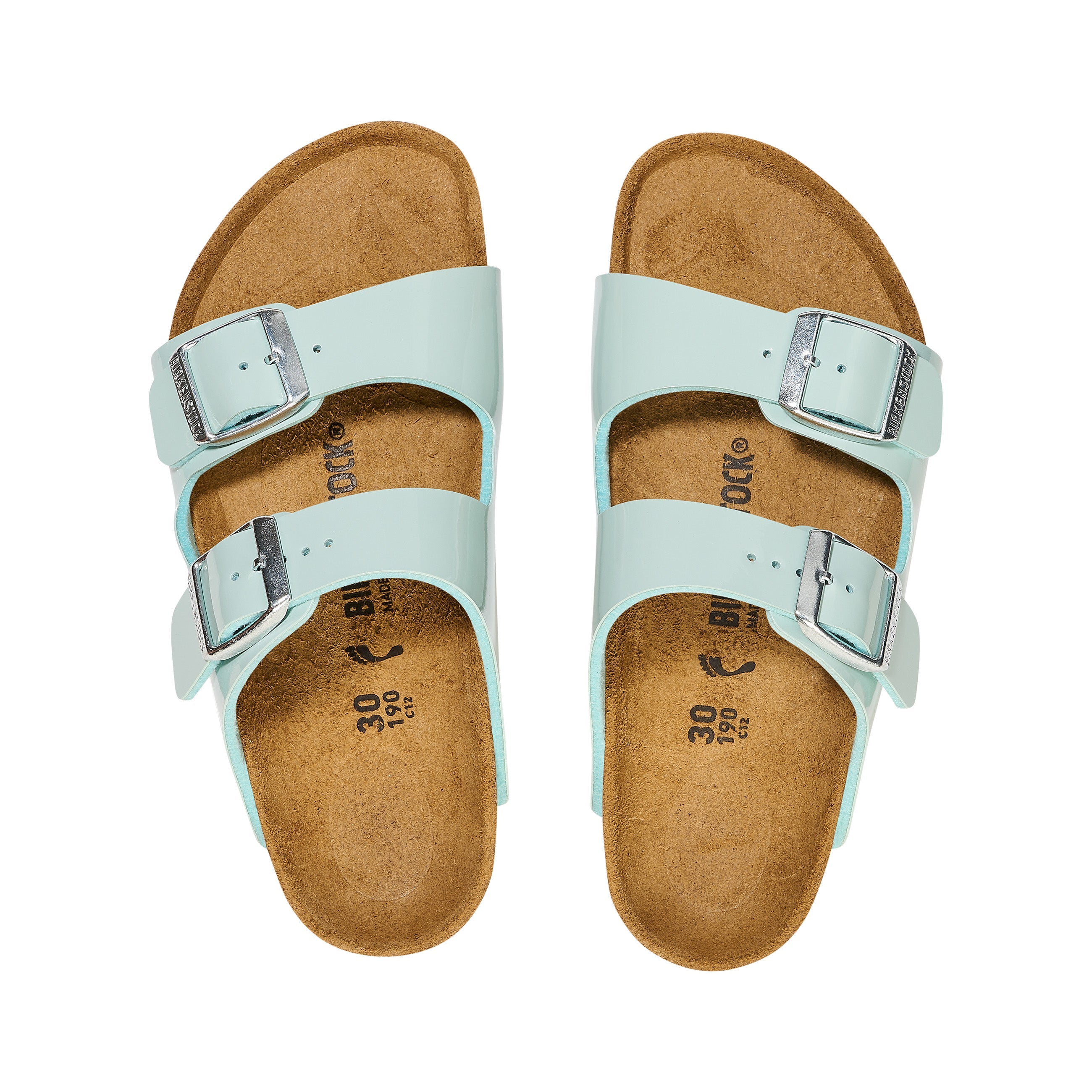 Birkenstock Arizona Kids Patent Surf Green Birko-Flor Patent top view