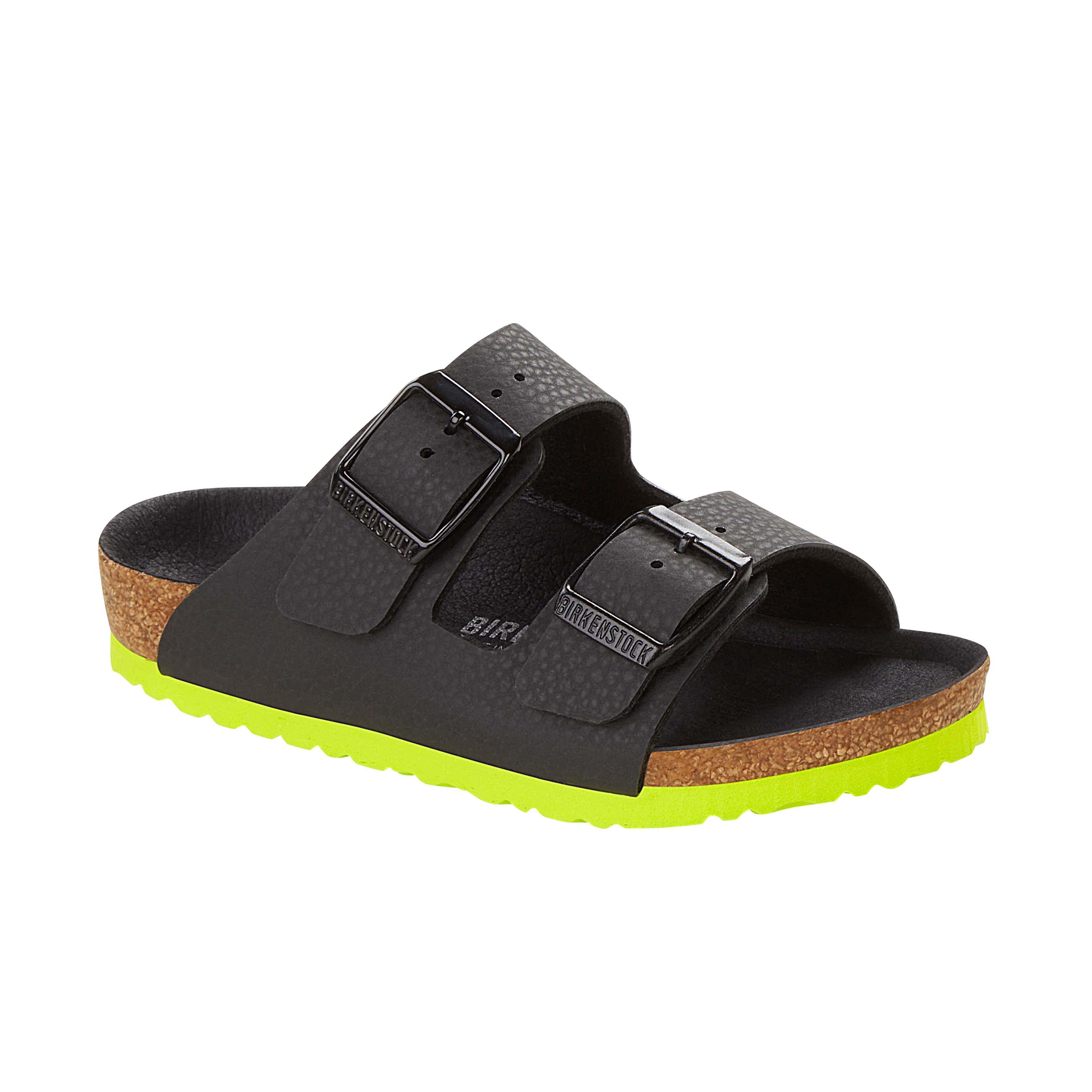 Birkenstock Arizona Kids Desert Soil Black/Lime Birko-Flor