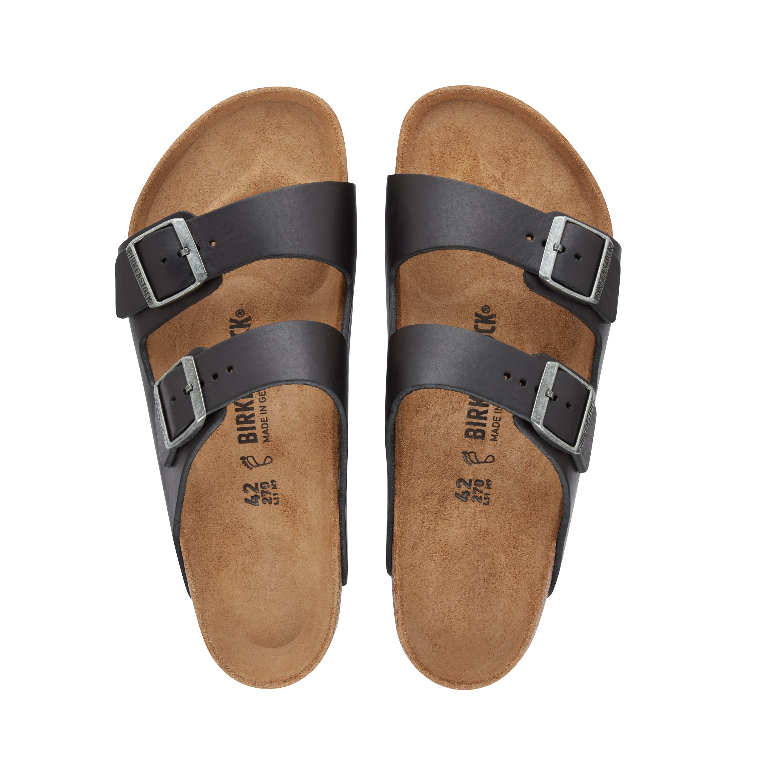 Birkenstock Arizona Vintage Wood Black Natural Leather top view