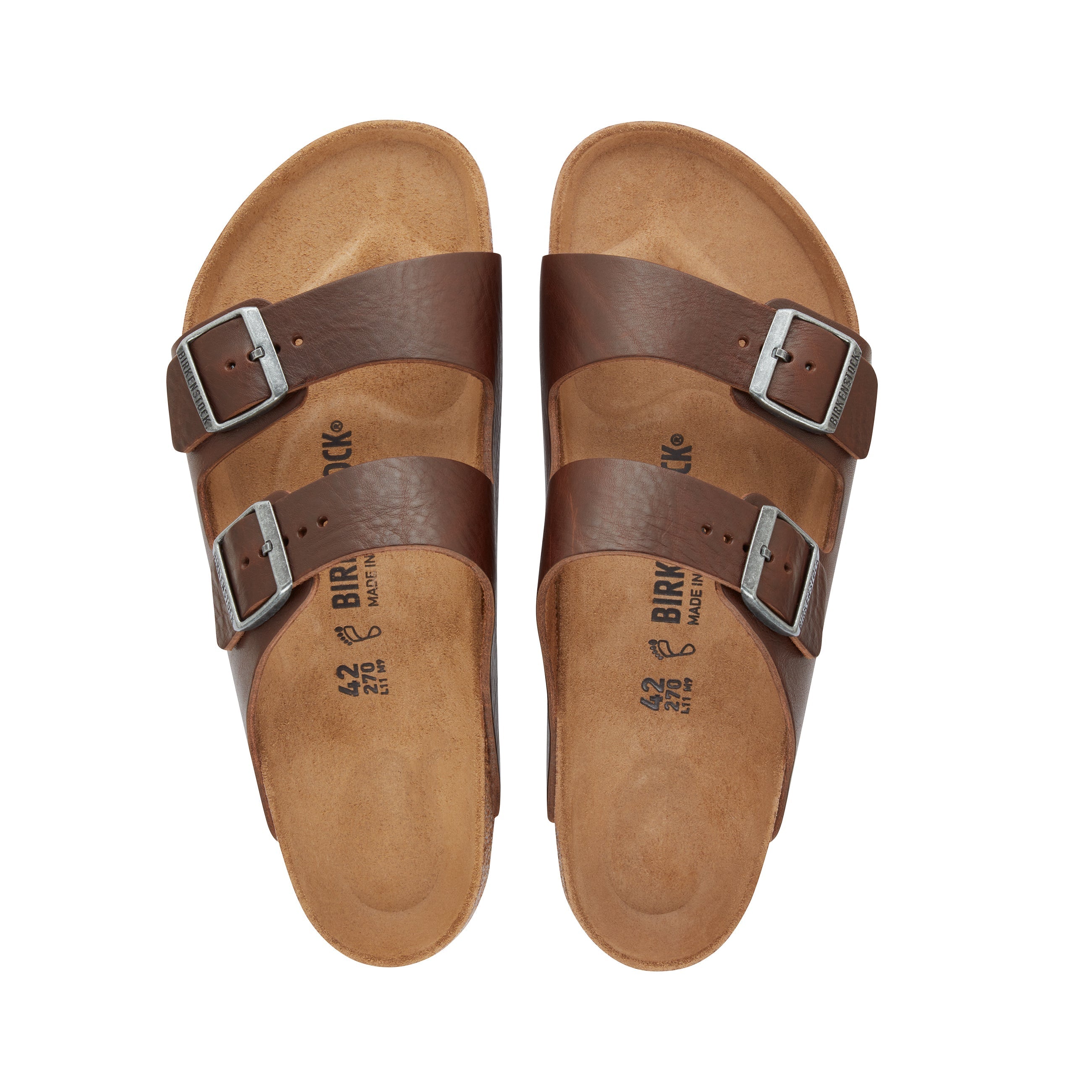 Birkenstock Arizona Vintage Wood Roast Natural Leather top view