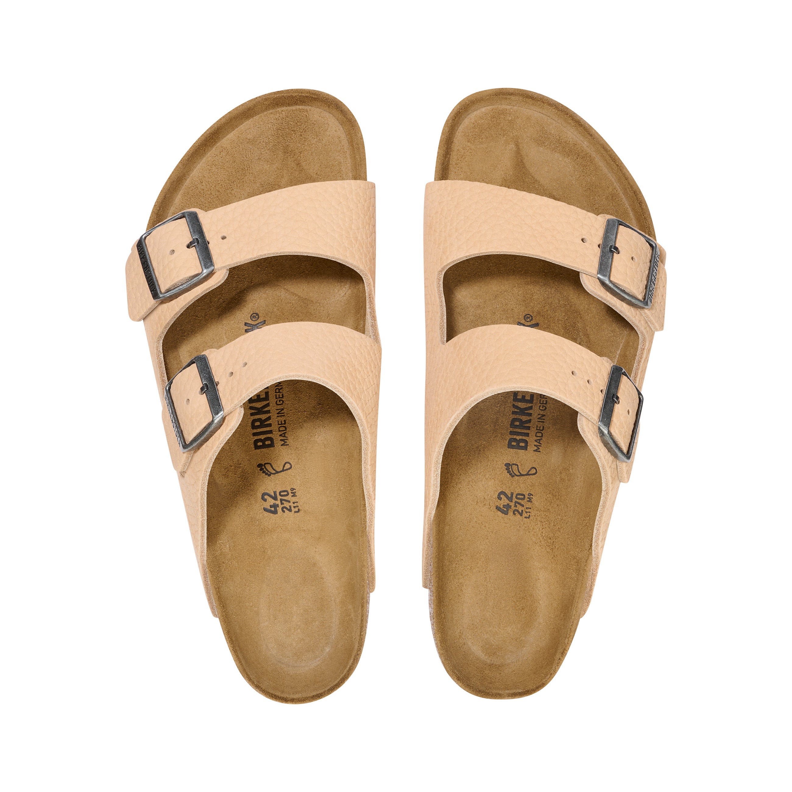 Birkenstock Arizona Nubuck Leather Desert Buck New Beige top view