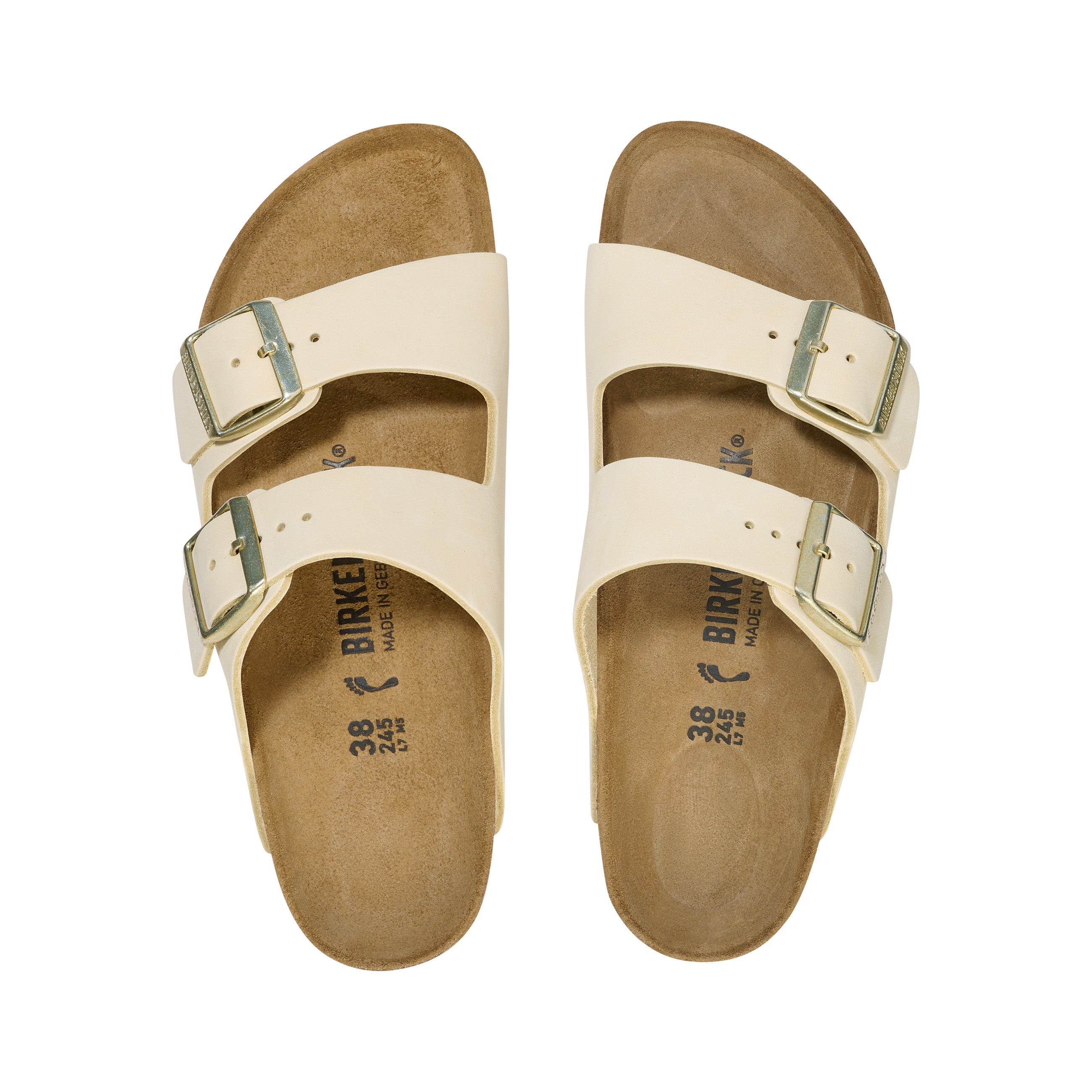 Birkenstock Arizona Nubuck Leather Ecru top view