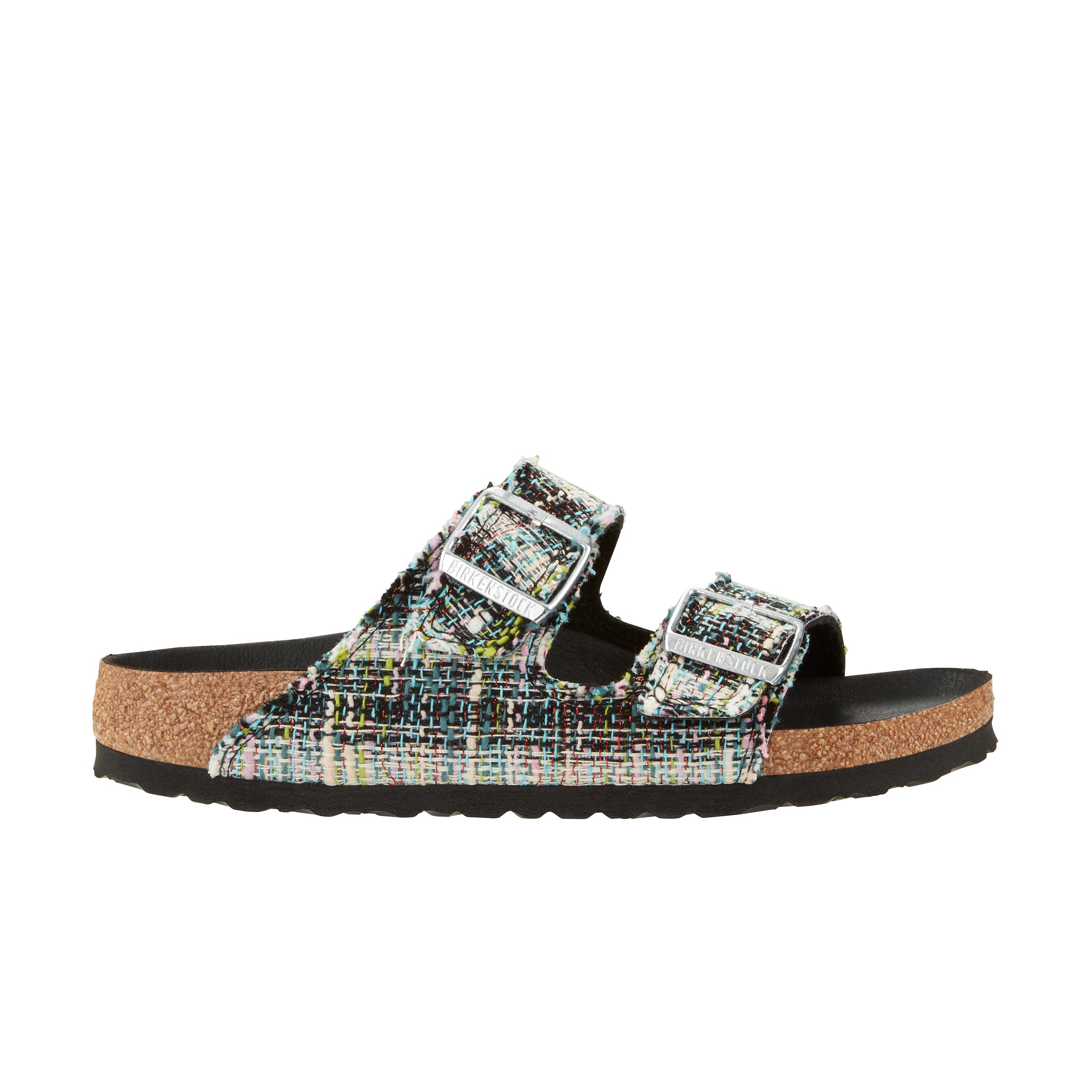 Birkenstock Arizona Rivet Logo Vegan Textile Microfibre Festive Weave Green side view