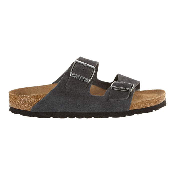 Birkenstock Arizona Soft Footbed Velvet Grey Suede Leather side view