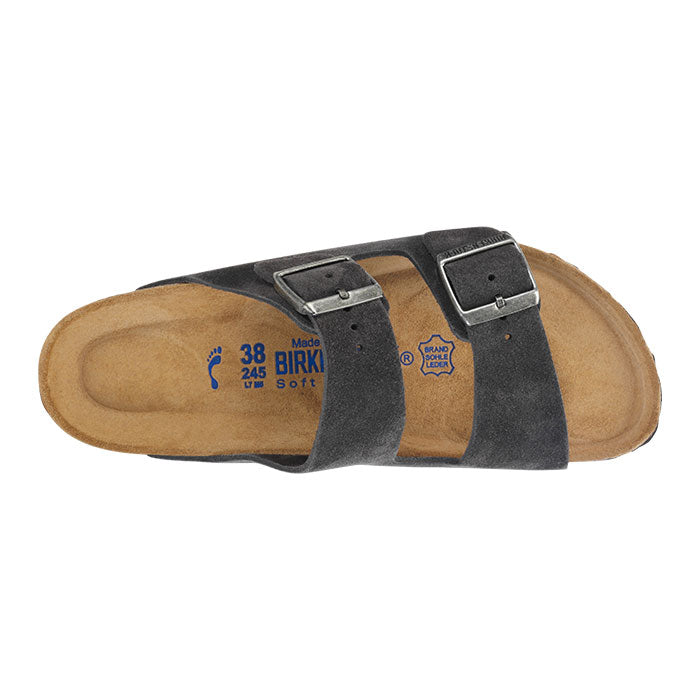 Birkenstock Arizona Soft Footbed Velvet Grey Suede Leather top view