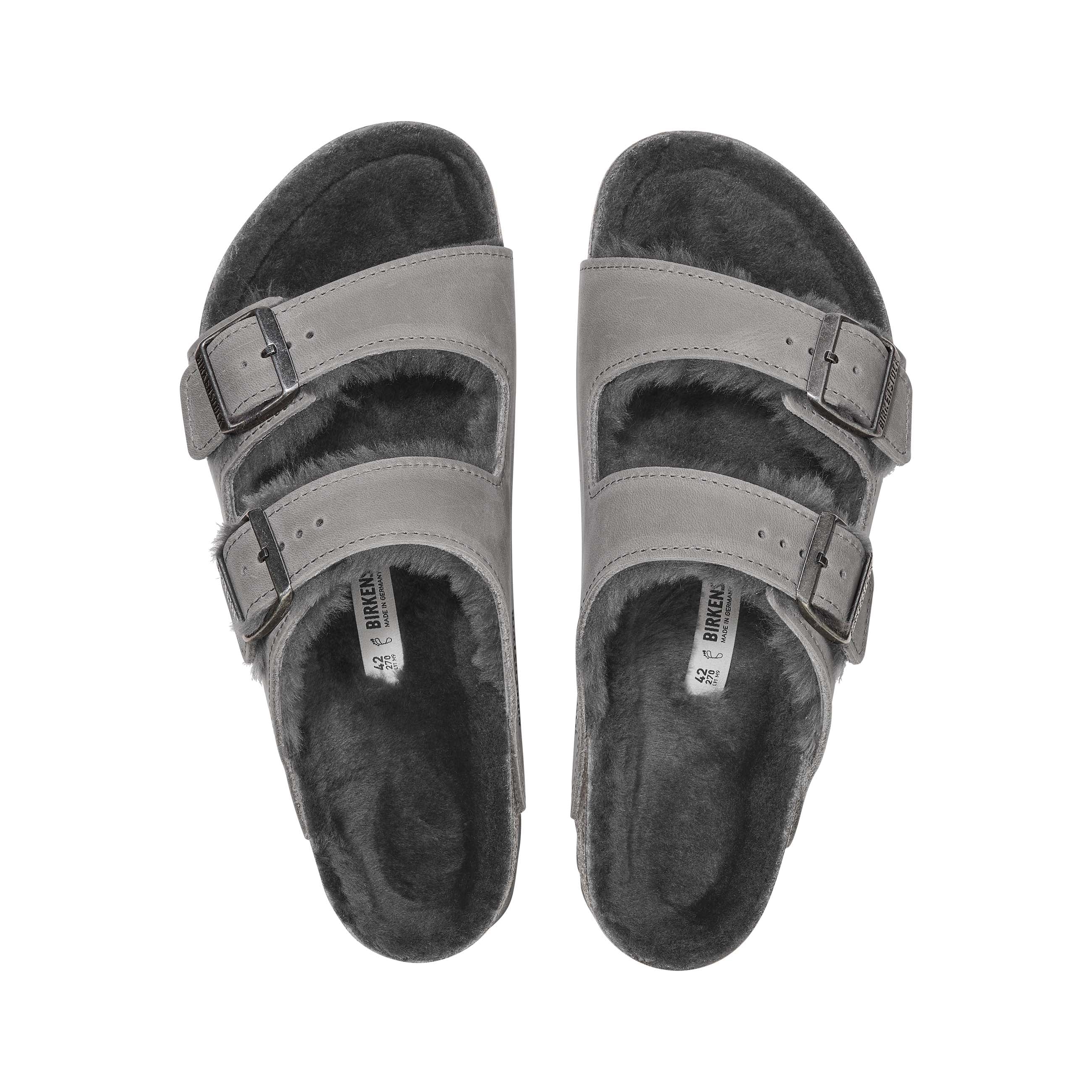 Birkenstock Arizona Shearling Iron Oiled Leather top view