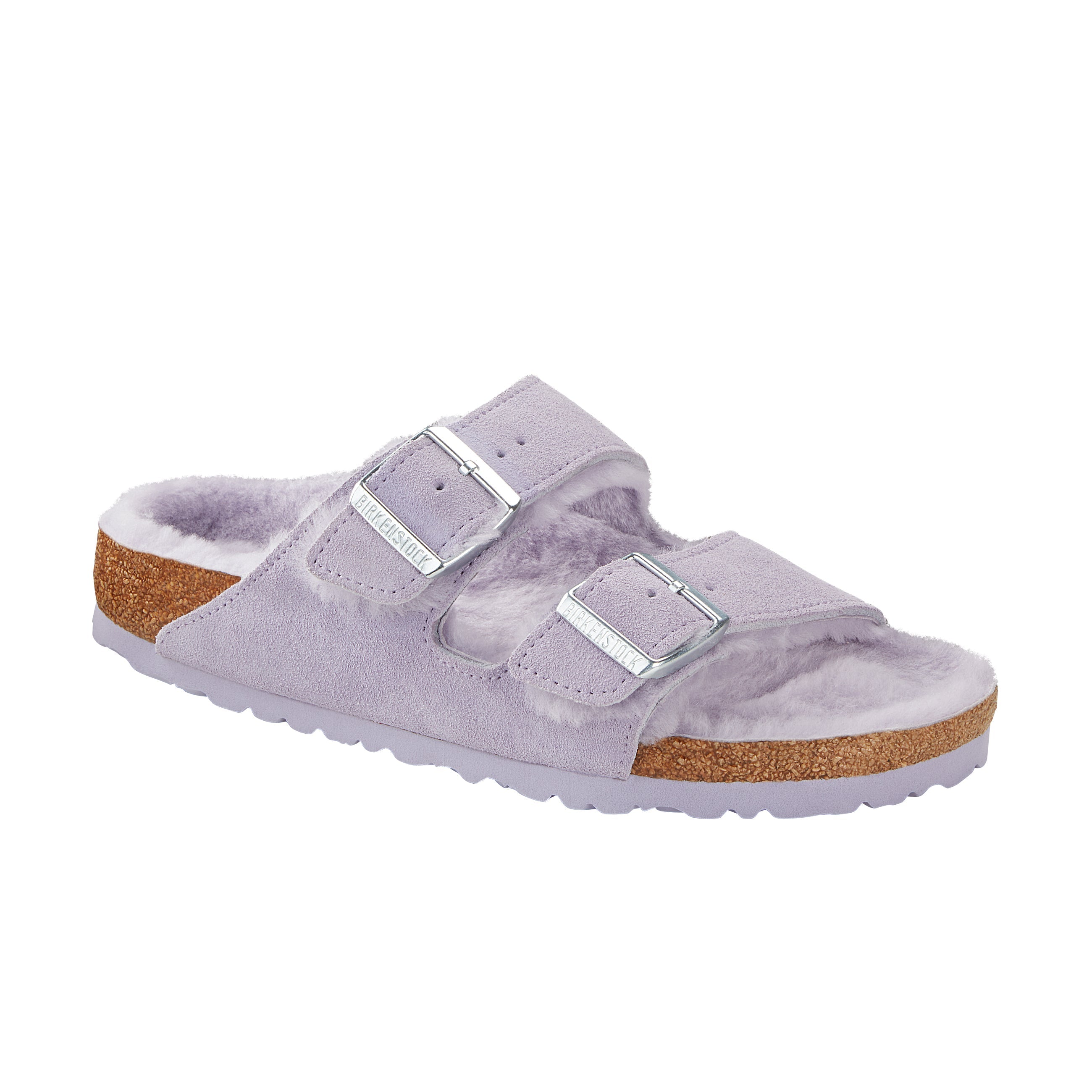 Birkenstock Arizona Shearling Suede Leather Shearling Purple Fog