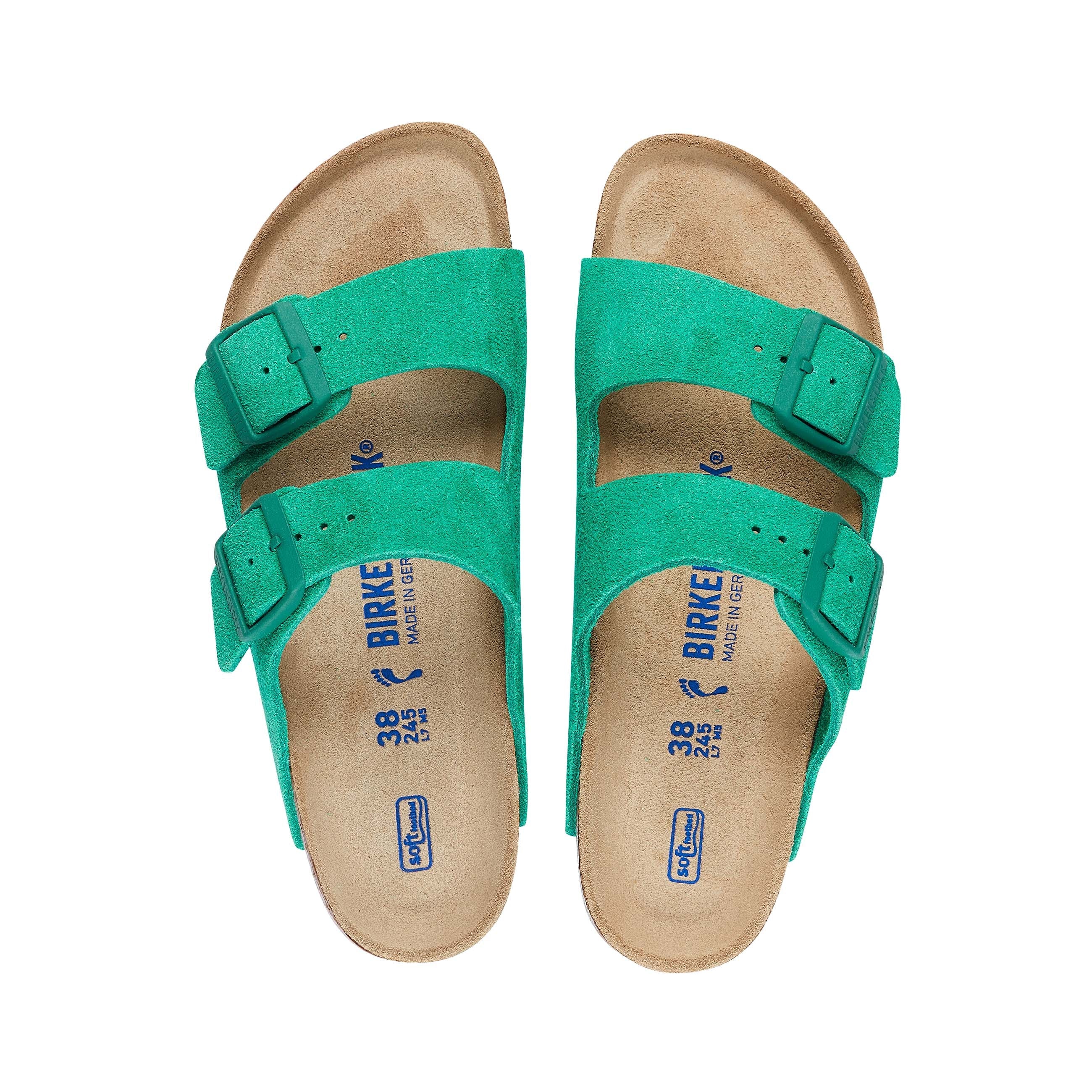 Birkenstock Arizona Soft Footbed Bold Green Suede Leather top view