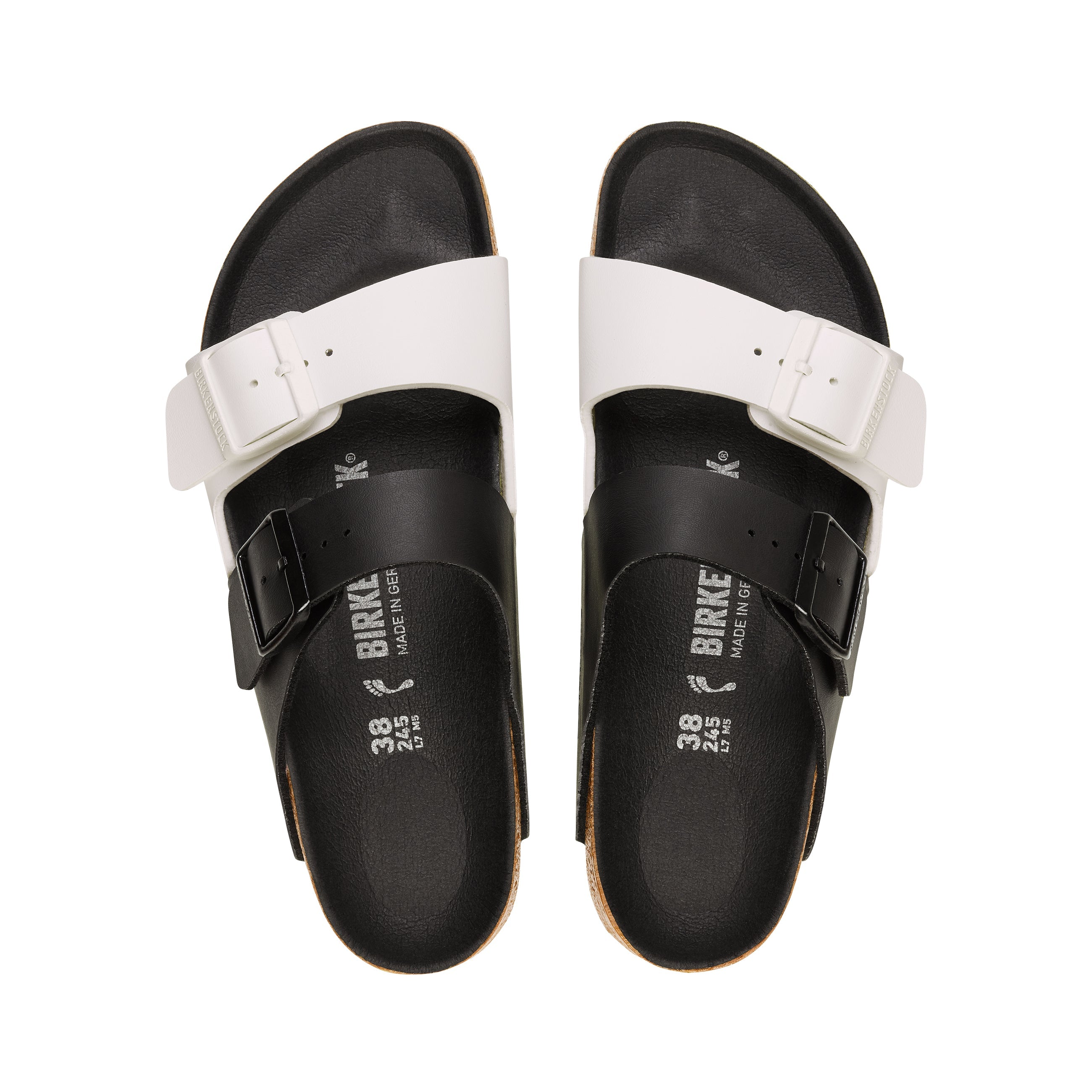 Birkenstock Arizona Split Black/White Birko-Flor top view