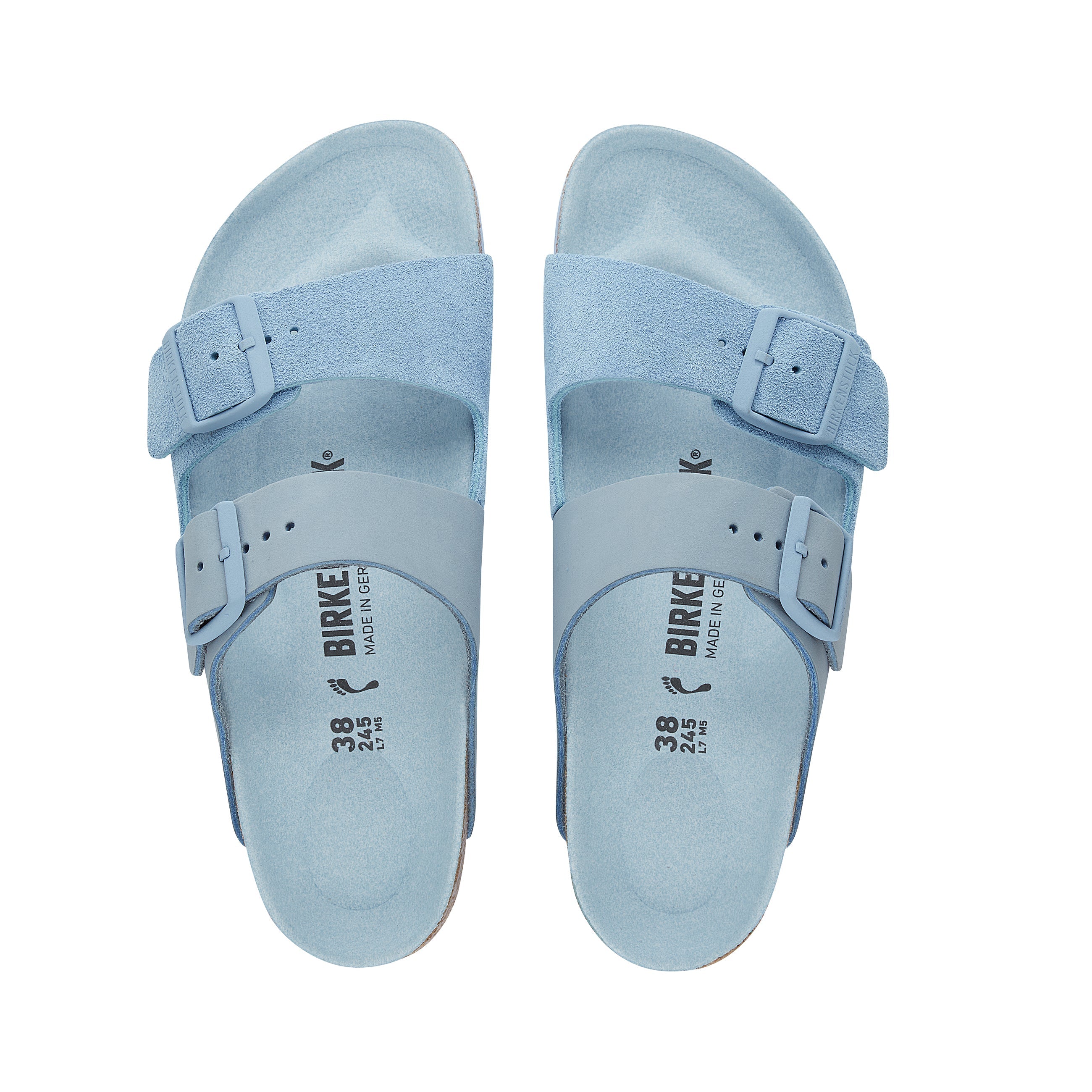 Birkenstock Arizona Split Nubuck Suede Leather Dusty Blue top view