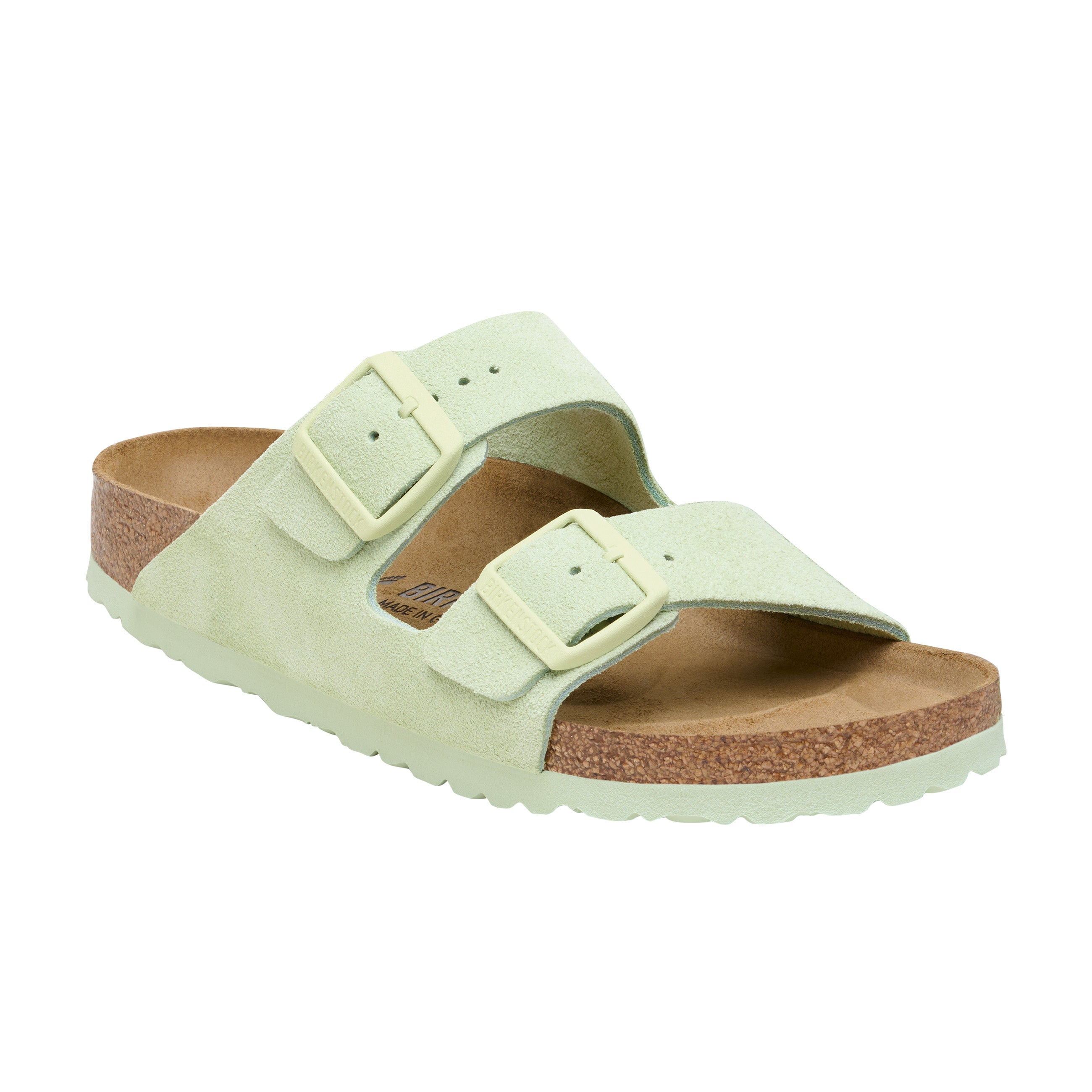 Birkenstock Arizona Suede Leather Faded Lime