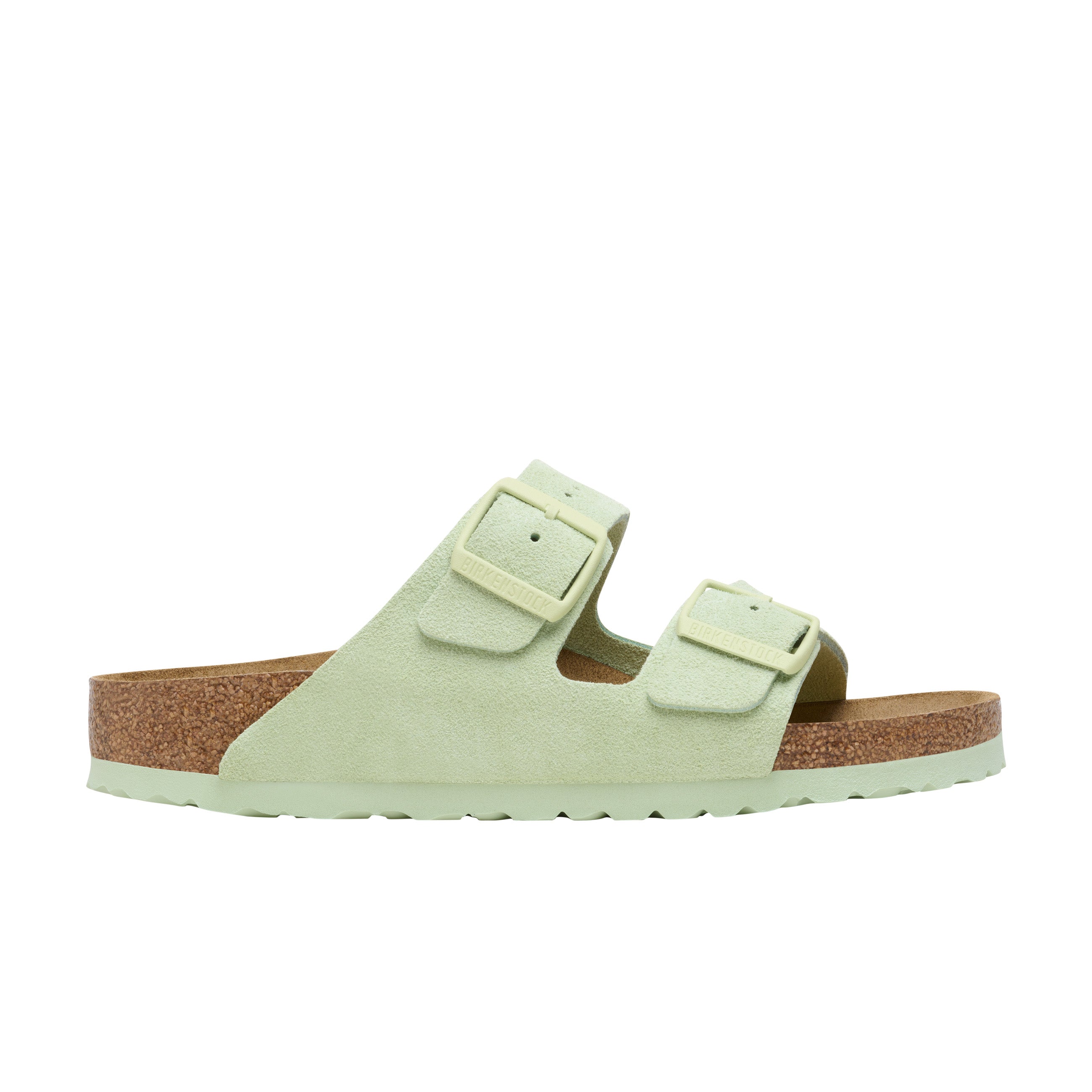 Birkenstock Arizona Suede Leather Faded Lime side view