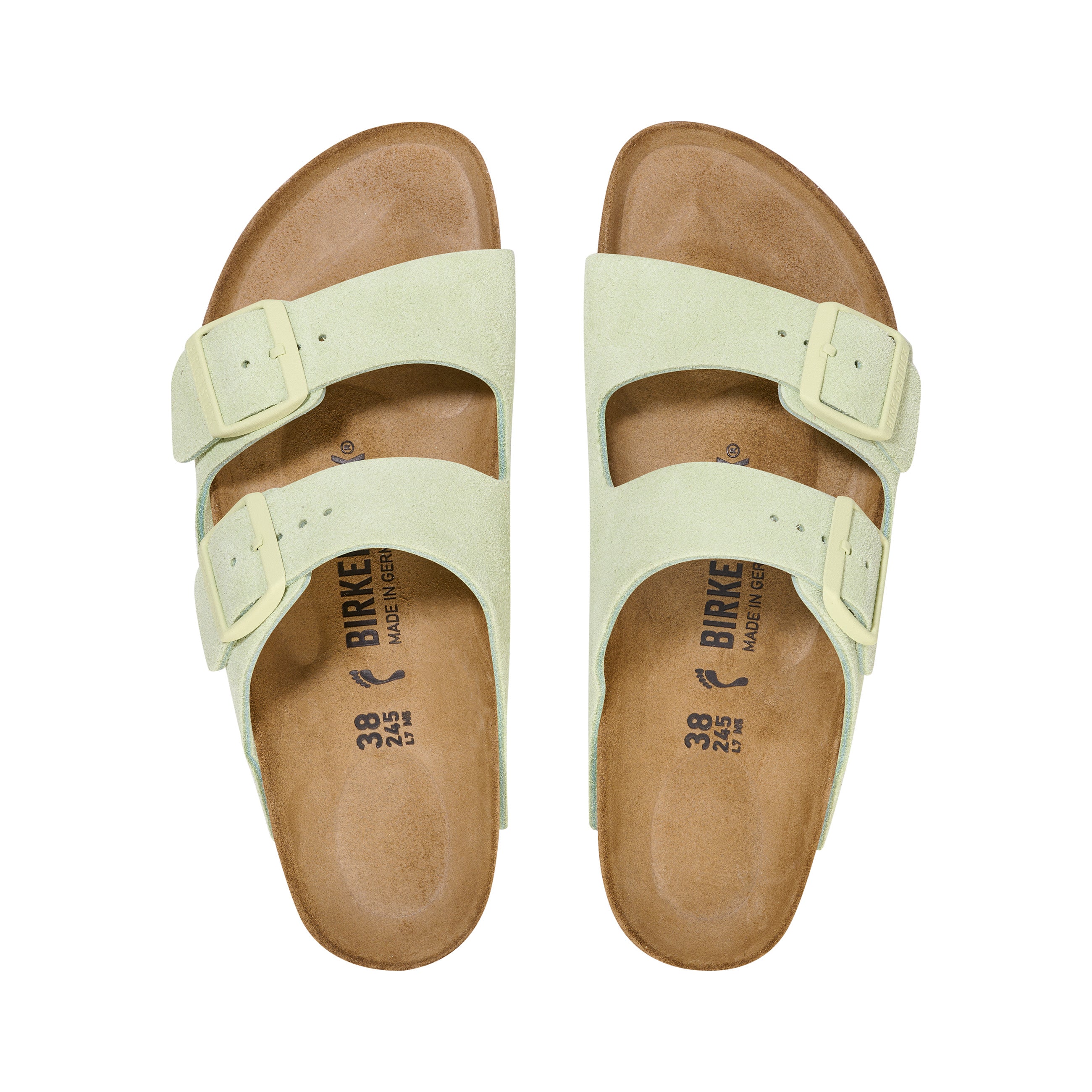 Birkenstock Arizona Suede Leather top Faded Lime view