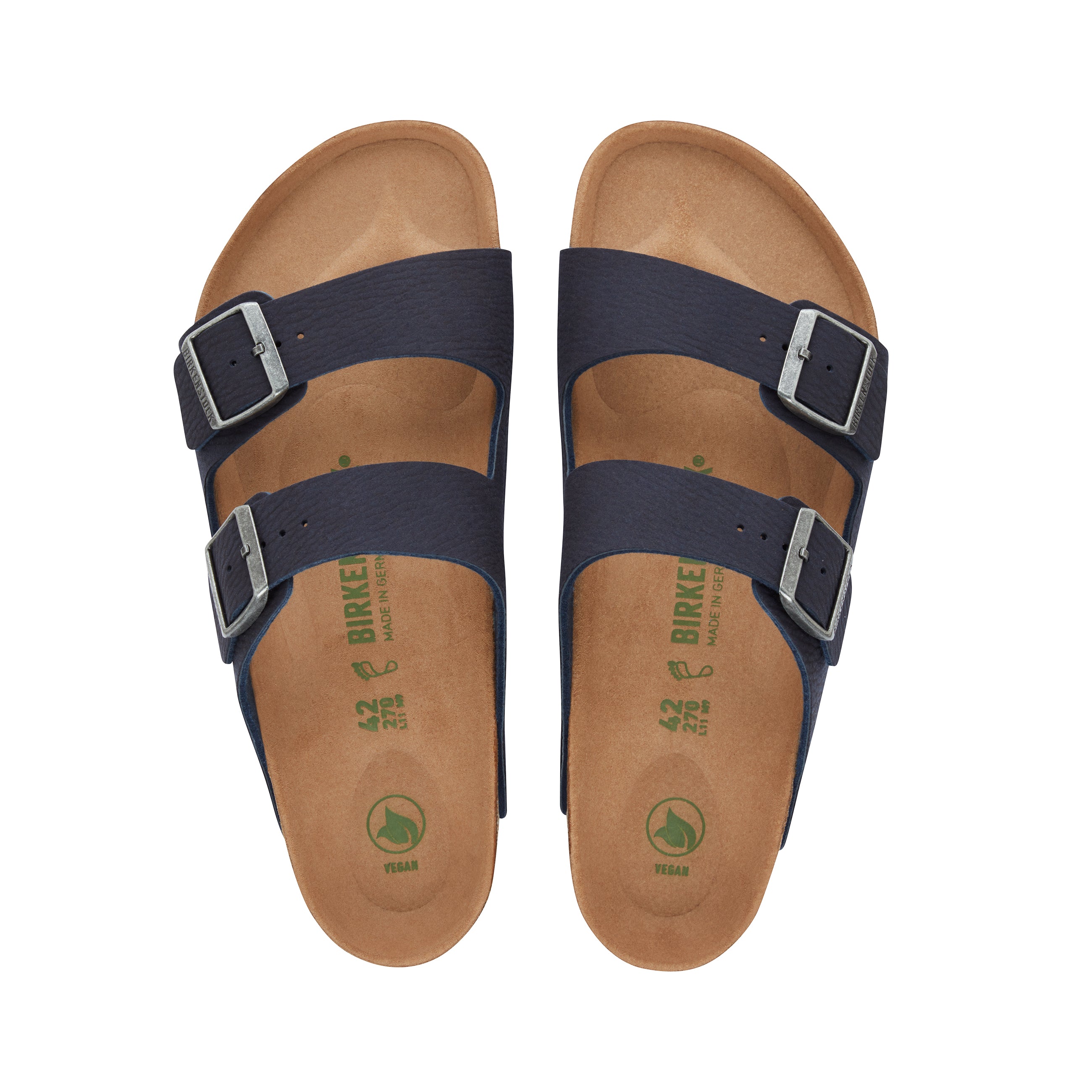 Birkenstock Arizona Vegan BirkiBuc Desert Dust Indigo Blue top view