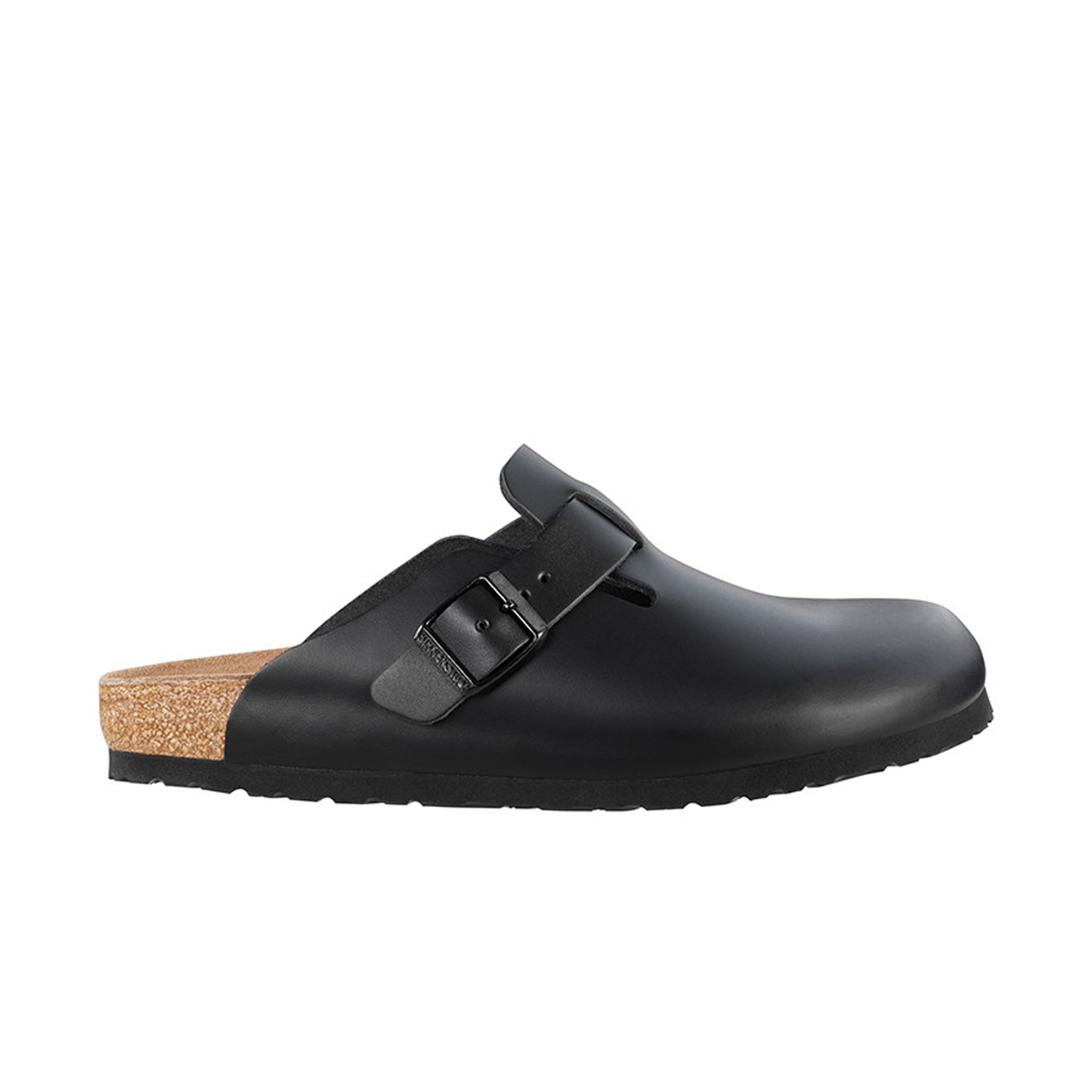 Birkenstock Boston Black Smooth Leather side view