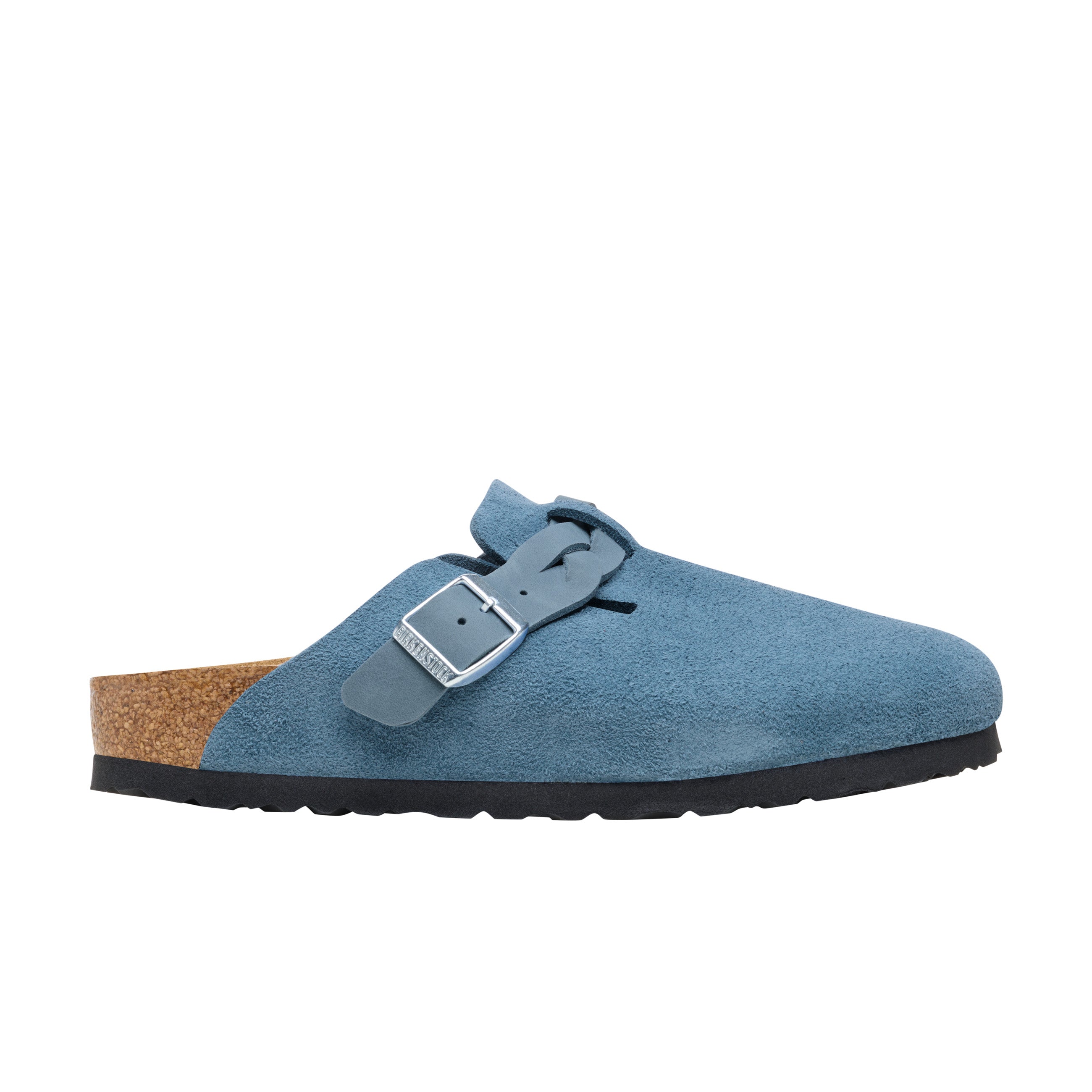 Birkenstock Boston Braided Suede Leather Elemental Blue side view