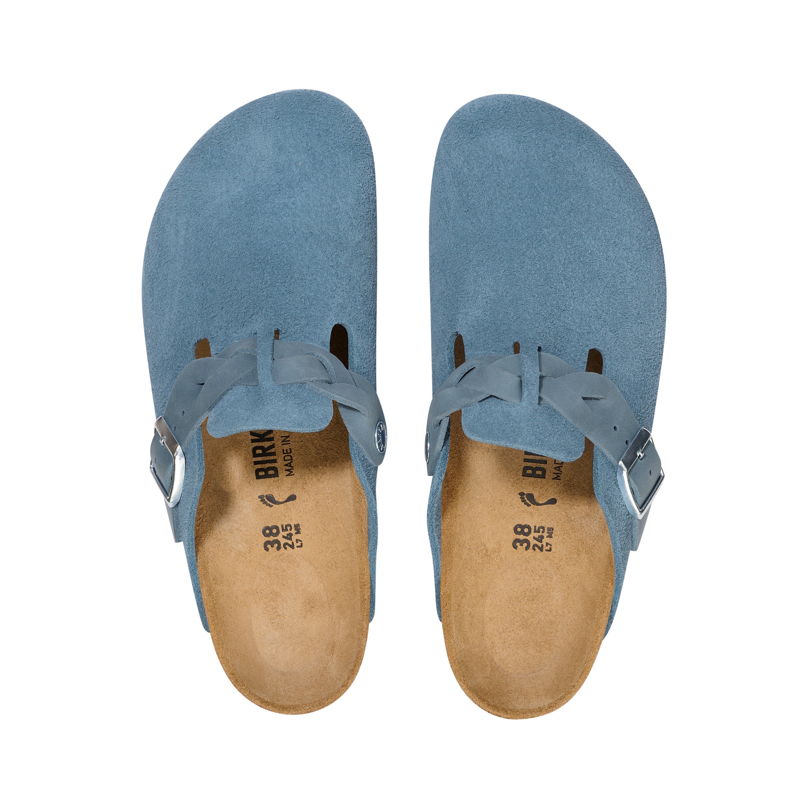 Birkenstock Boston Braided Suede Leather Elemental Blue top view