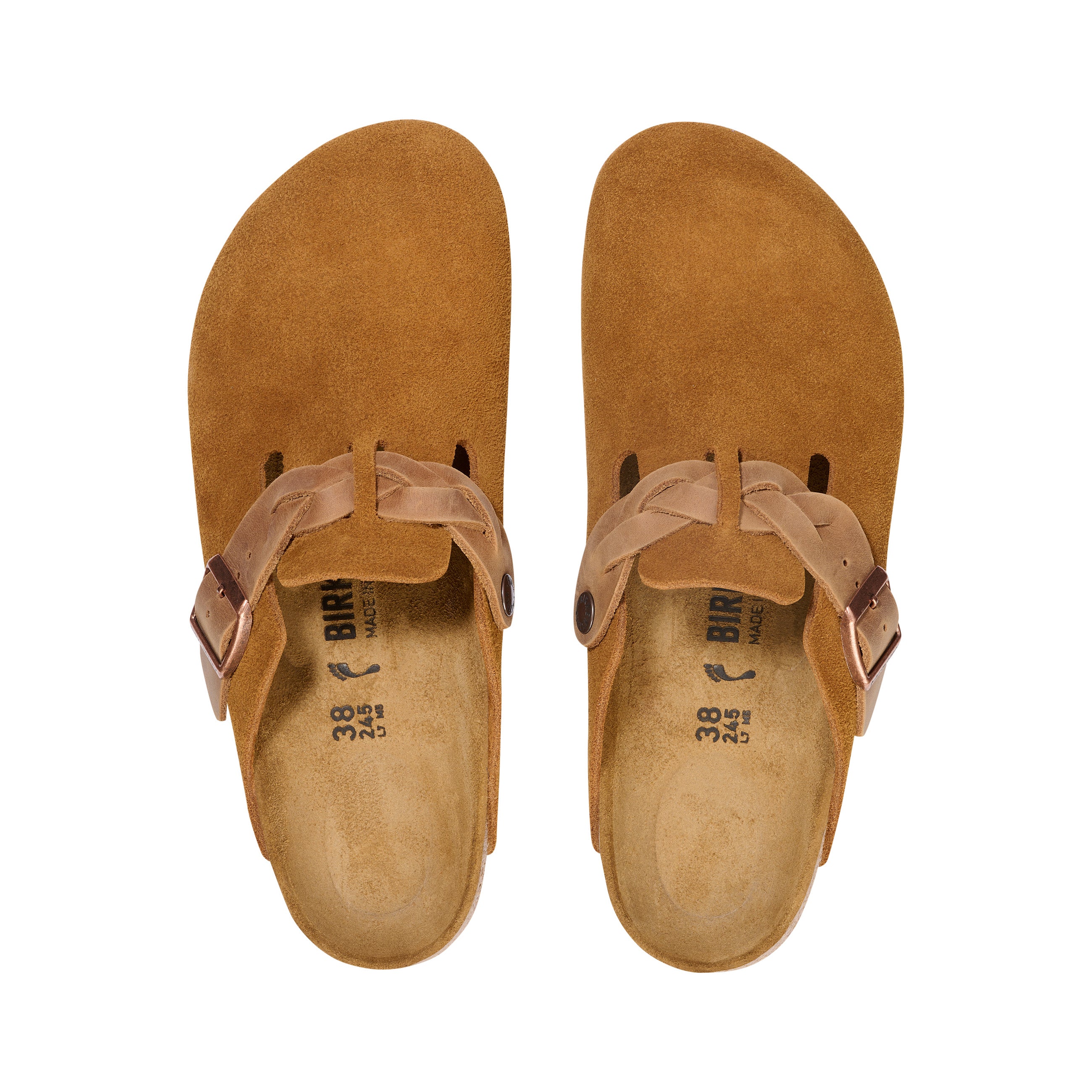 Birkenstock Boston Braided Suede Leather Mink top view