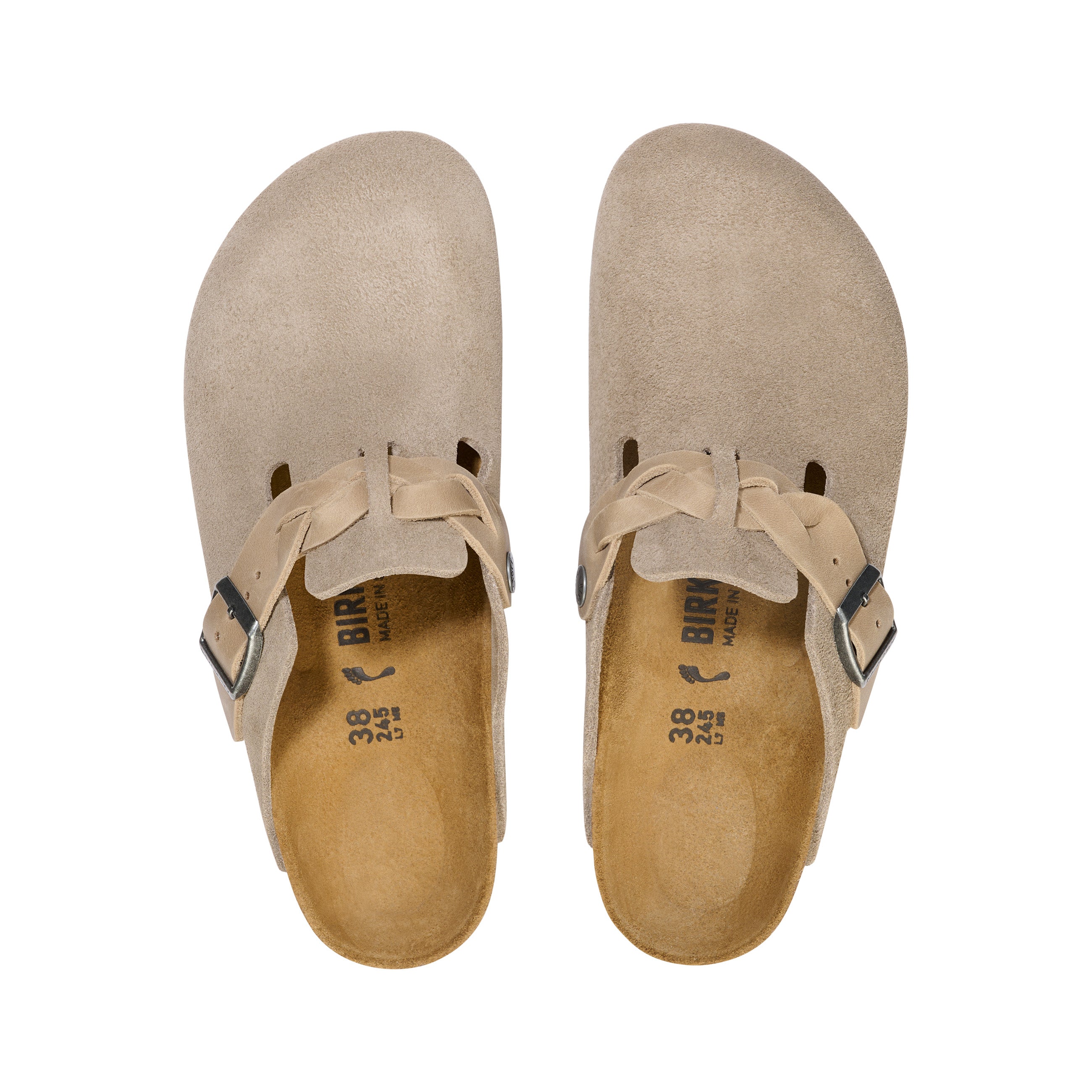 Birkenstock Boston Braided Suede Leather Taupe top view