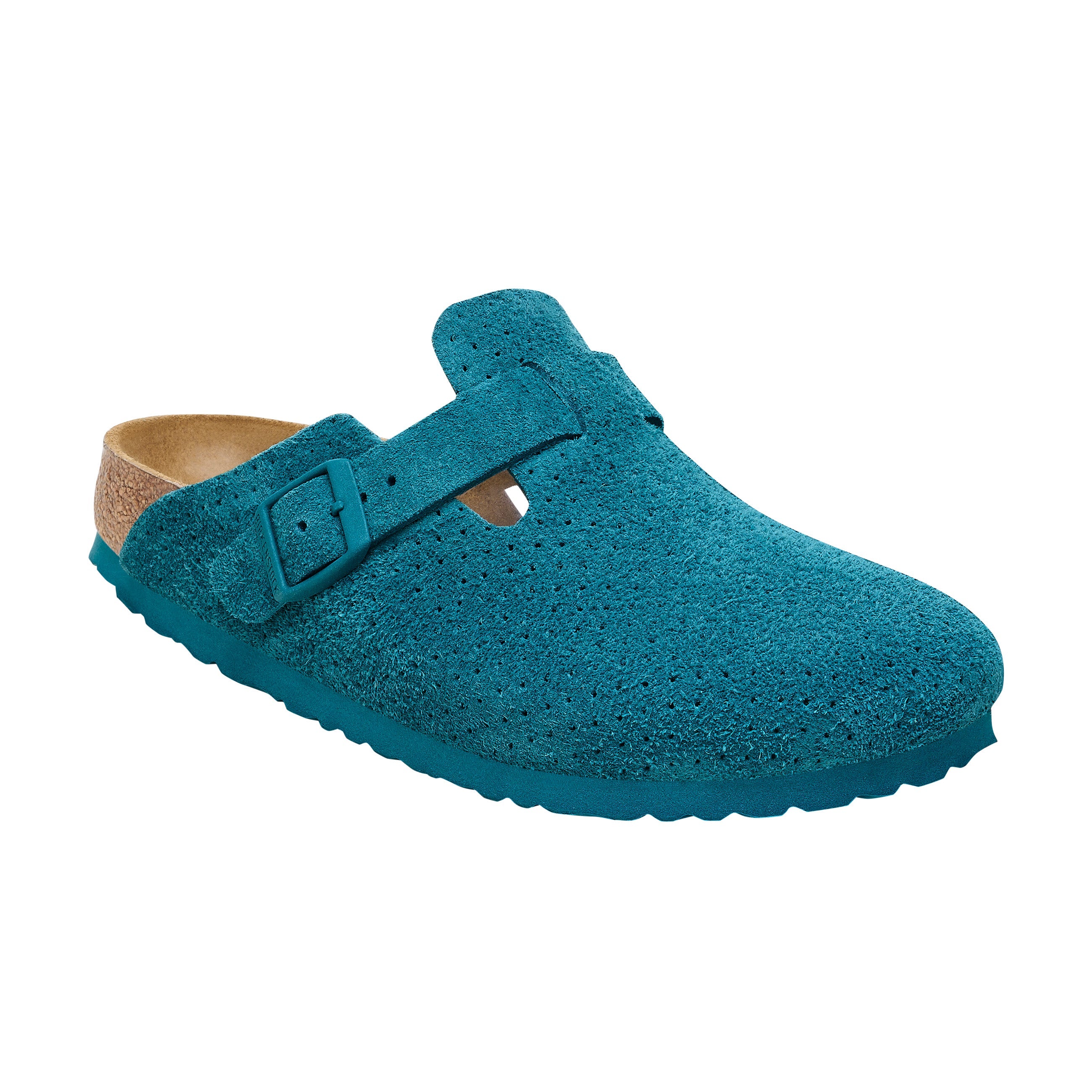 Birkenstock Boston Embossed Suede Leather Deep Turquoise